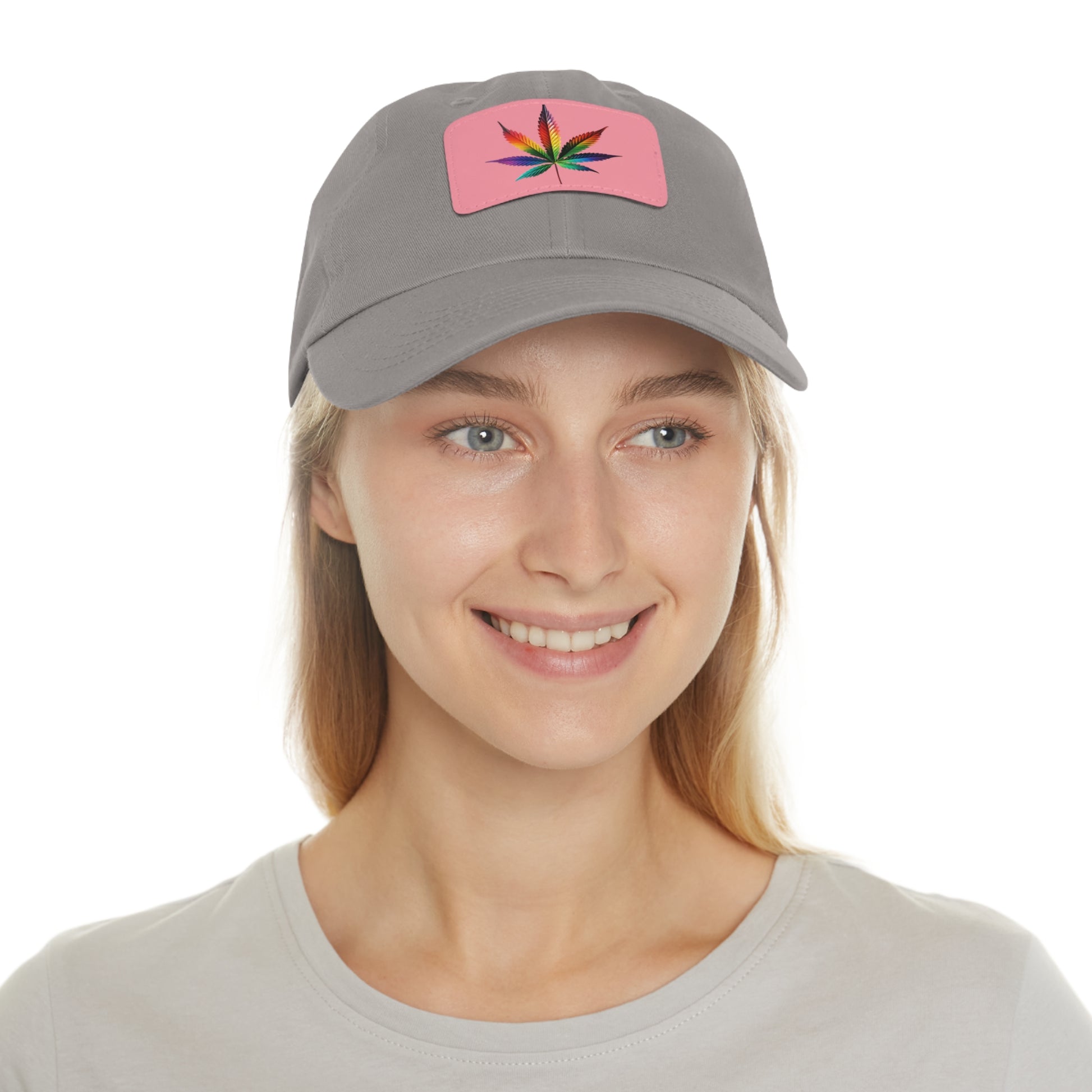 Colorful Leaf Dad Hat with Leather Patch, Trendy Cap for Dads, Casual Outdoor Hat, Birthday Gift for Him, Adjustable Summer Hat