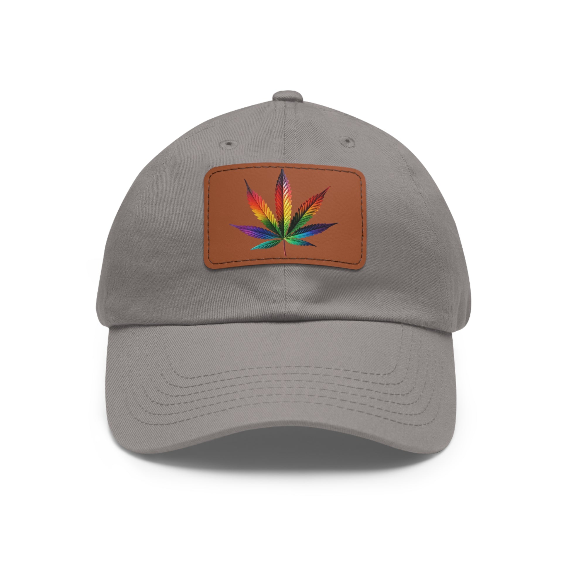 Colorful Leaf Dad Hat with Leather Patch, Trendy Cap for Dads, Casual Outdoor Hat, Birthday Gift for Him, Adjustable Summer Hat
