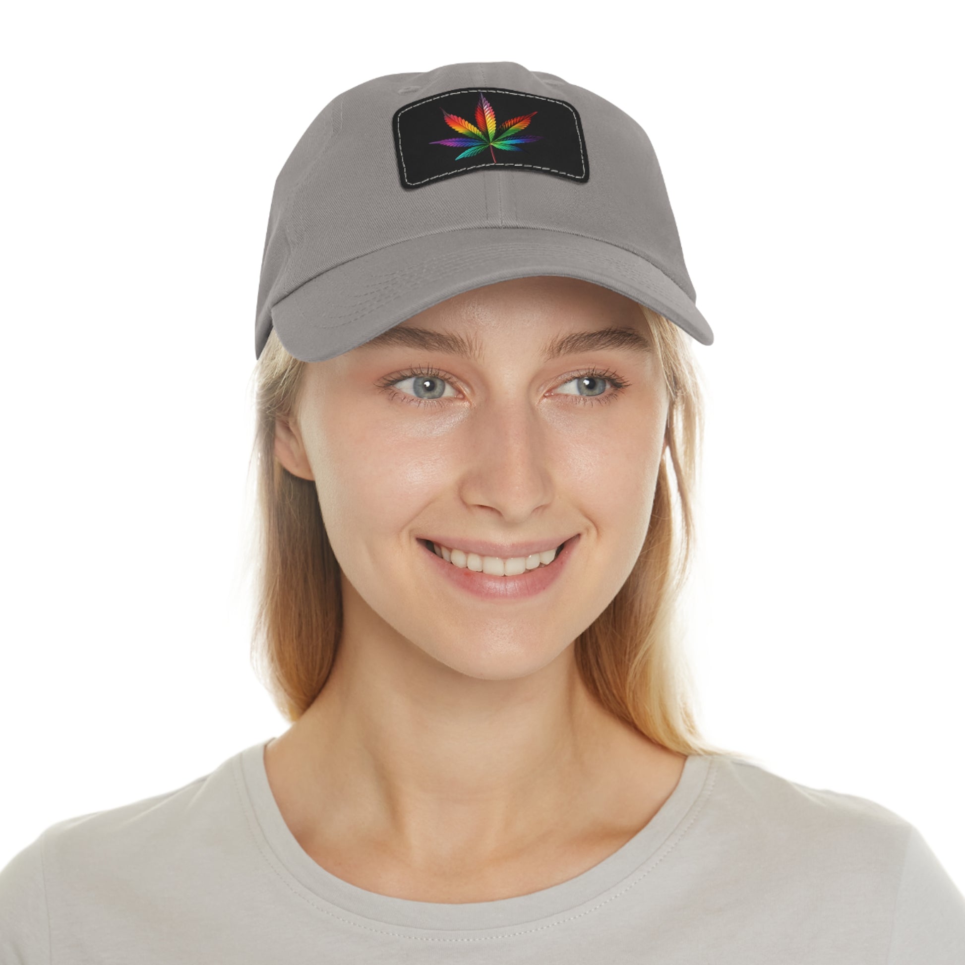 Colorful Leaf Dad Hat with Leather Patch, Trendy Cap for Dads, Casual Outdoor Hat, Birthday Gift for Him, Adjustable Summer Hat