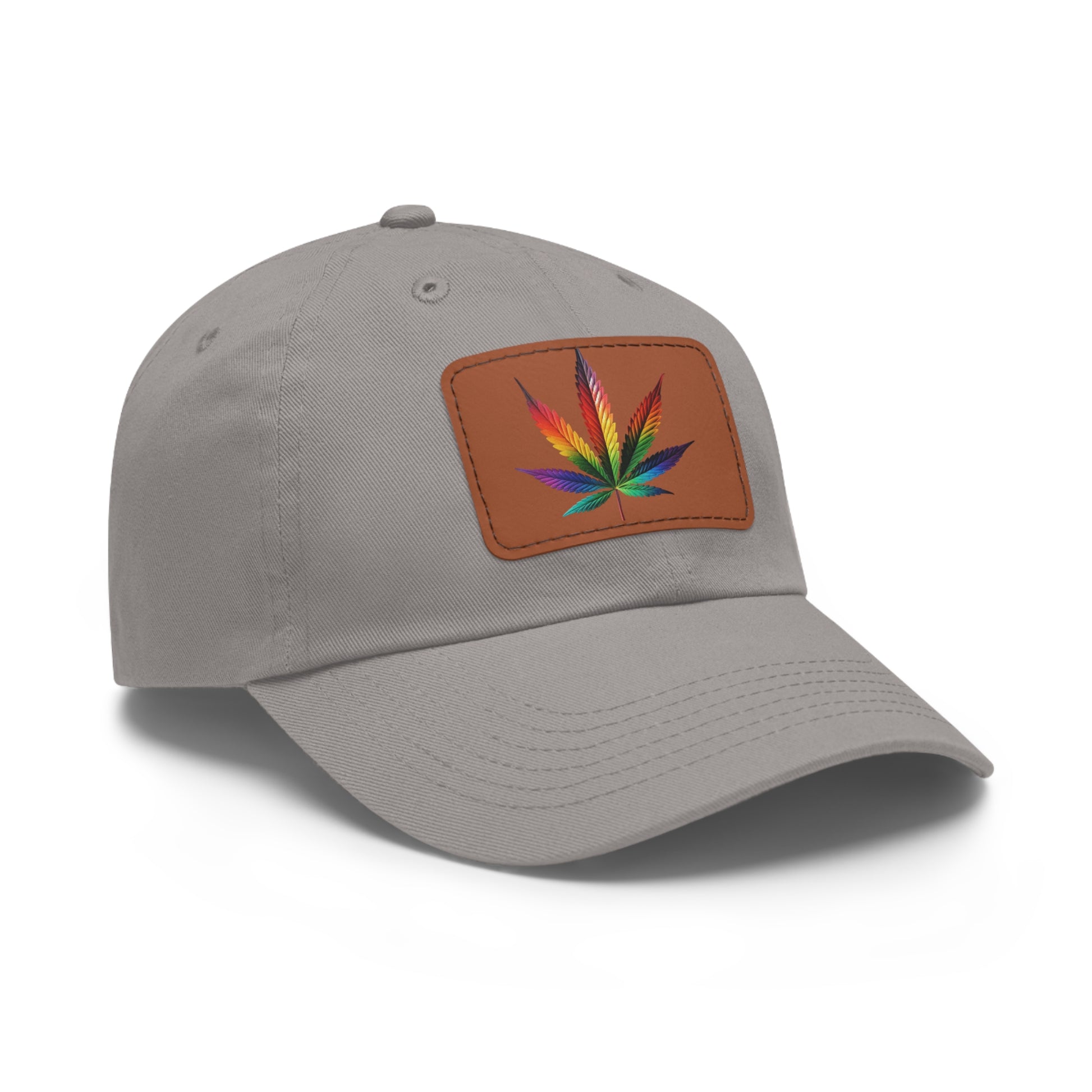Colorful Leaf Dad Hat with Leather Patch, Trendy Cap for Dads, Casual Outdoor Hat, Birthday Gift for Him, Adjustable Summer Hat