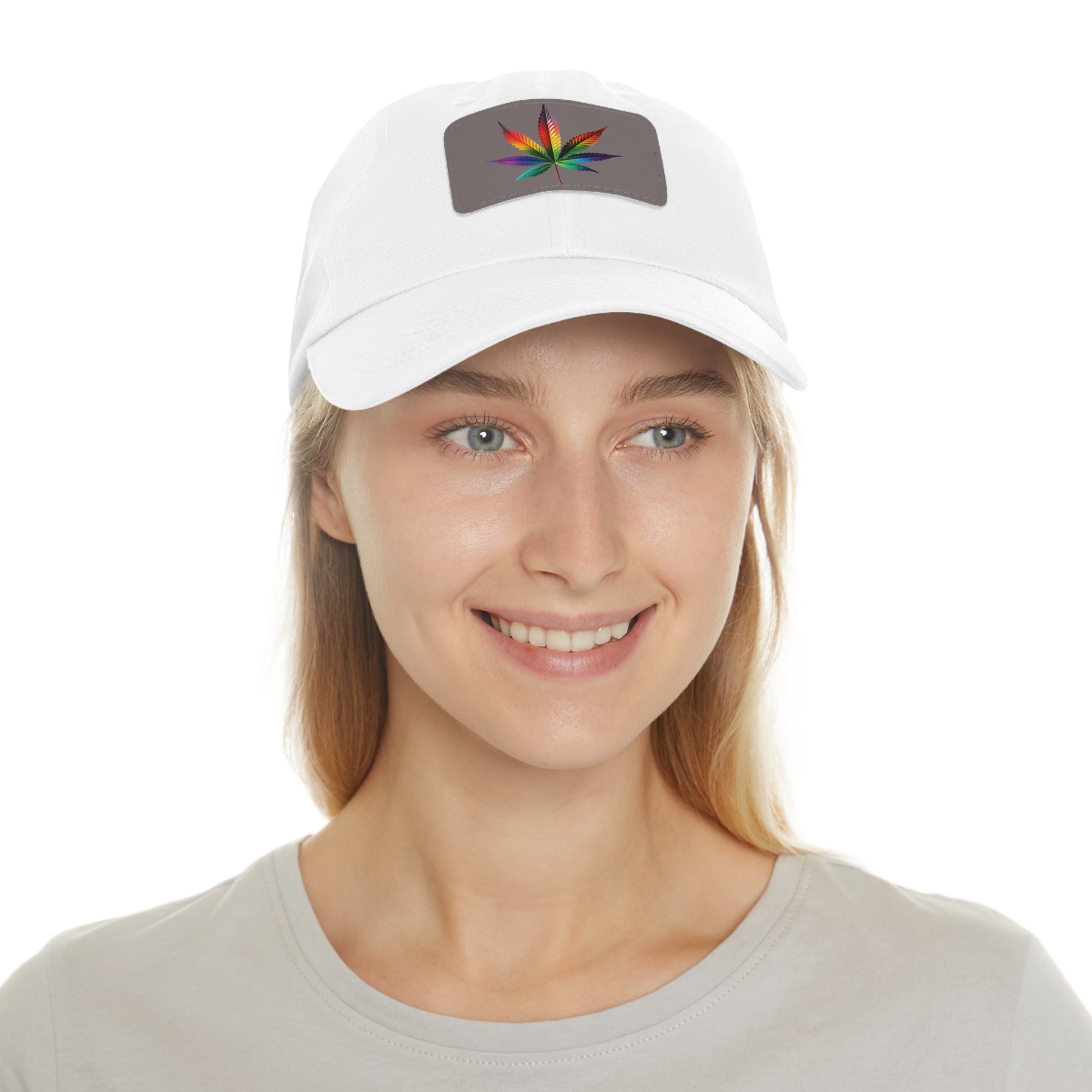 Colorful Leaf Dad Hat with Leather Patch, Trendy Cap for Dads, Casual Outdoor Hat, Birthday Gift for Him, Adjustable Summer Hat