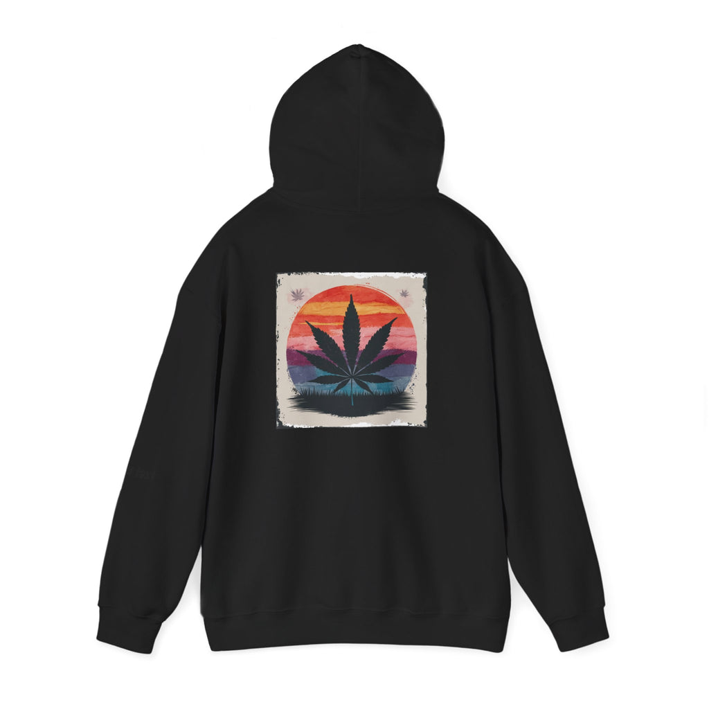 Sunset Leaf Graphic Hoodie, Unisex Sweatshirt for Nature Lovers, Cozy Wear for Festivals, Gifts for Friends, Streetwear Essential