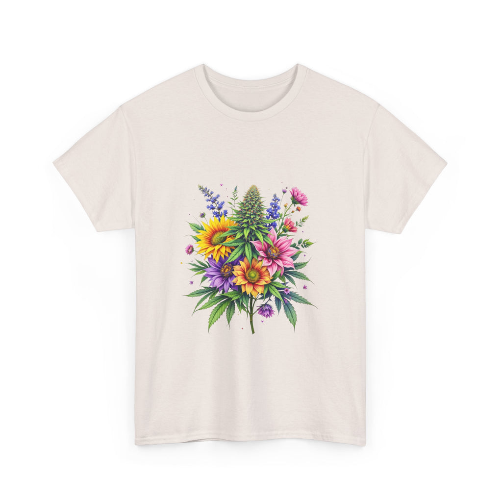 Floral Unisex Heavy Cotton Tee, Gift for Her, Casual Wear, Summer Fashion, Vibrant Design, Nature Lover