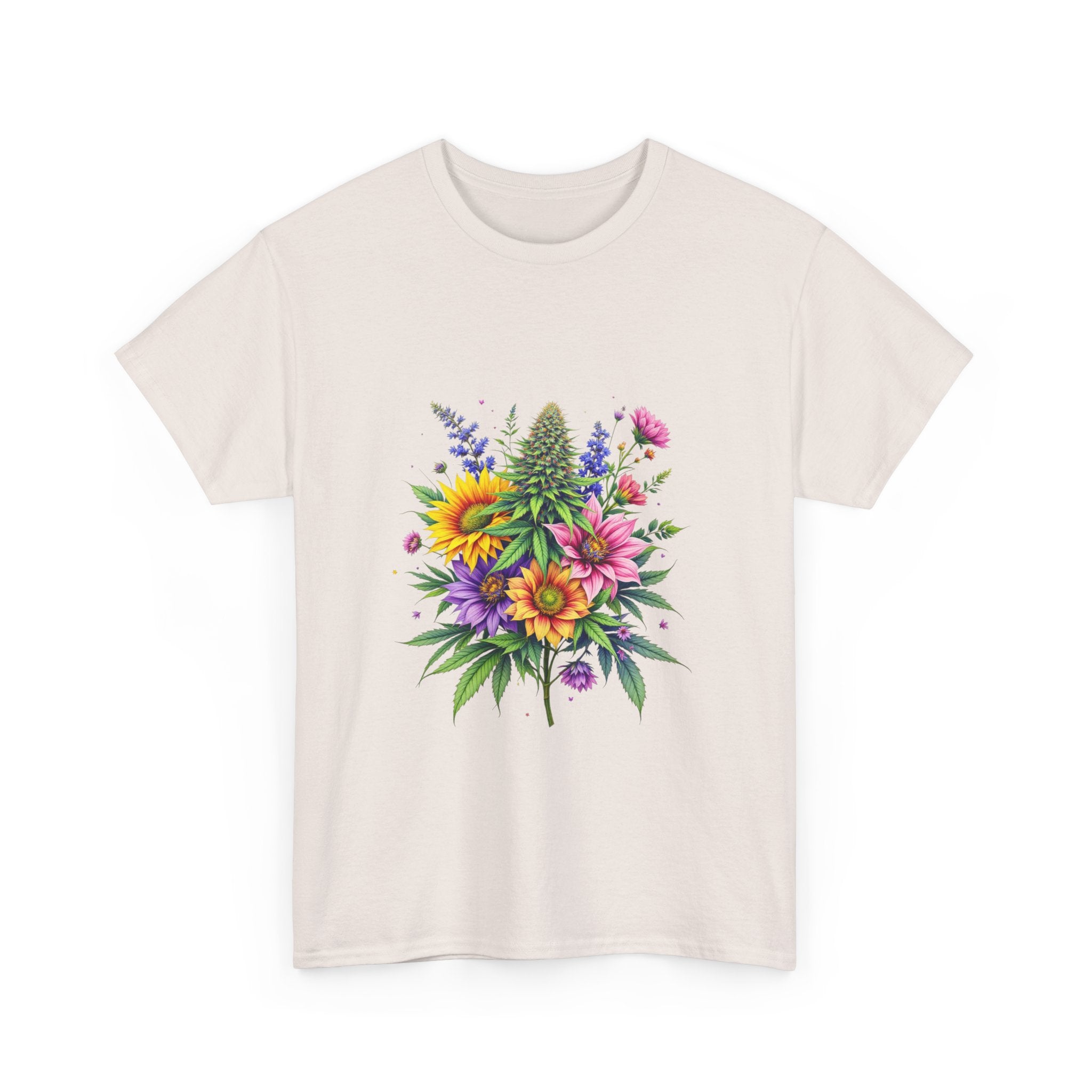 Floral Unisex Heavy Cotton Tee, Gift for Her, Casual Wear, Summer Fashion, Vibrant Design, Nature Lover