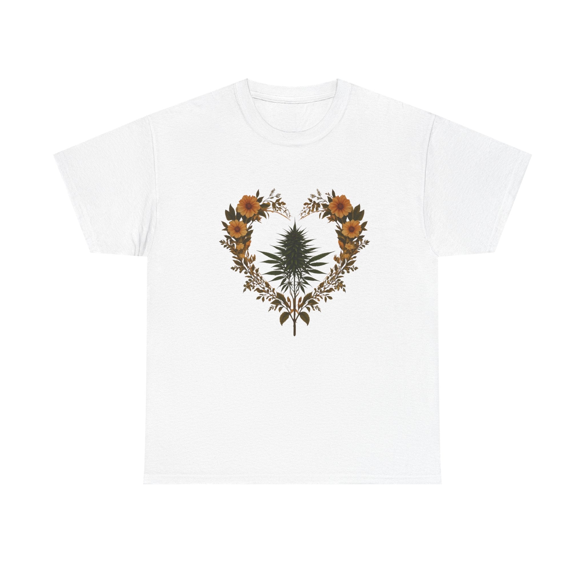 Floral Heart Graphic Tee, Casual Wear, Gift for Her, Boho Style, Summer Fashion, Eco-Friendly Apparel