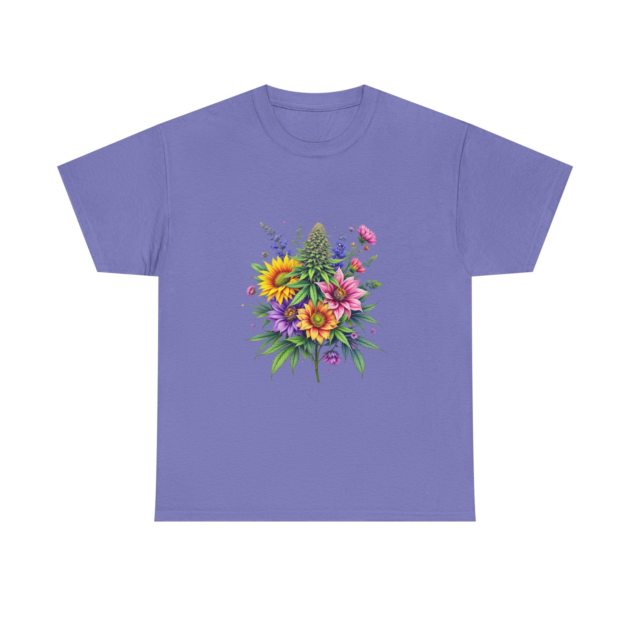 Floral Unisex Heavy Cotton Tee, Gift for Her, Casual Wear, Summer Fashion, Vibrant Design, Nature Lover