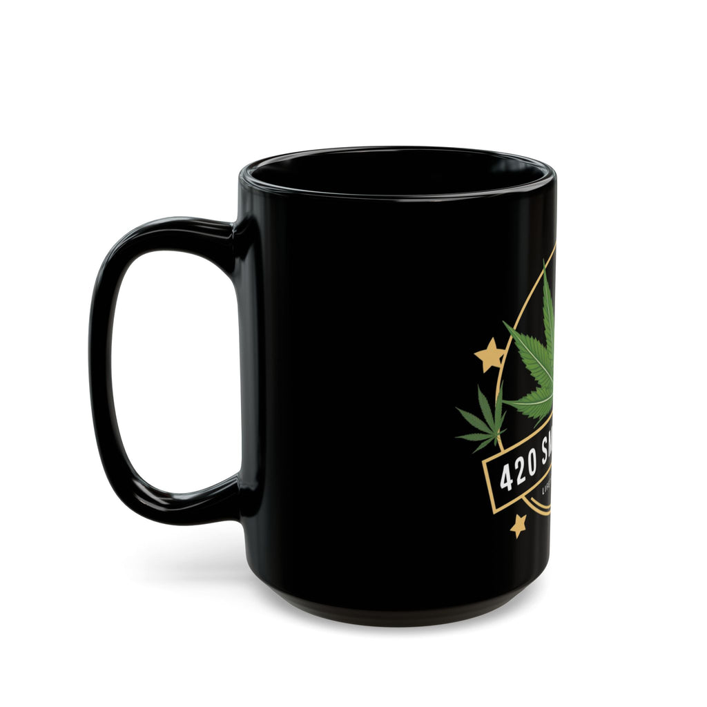 420 Smoke Club Black Mug - Perfect for Cannabis Lovers, Gift for Stoner Friends, Coffee, Tea, Alcohol, Lifetime Member Mug