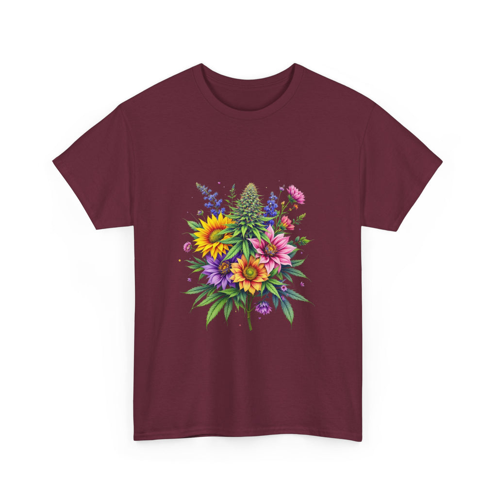 Floral Unisex Heavy Cotton Tee, Gift for Her, Casual Wear, Summer Fashion, Vibrant Design, Nature Lover