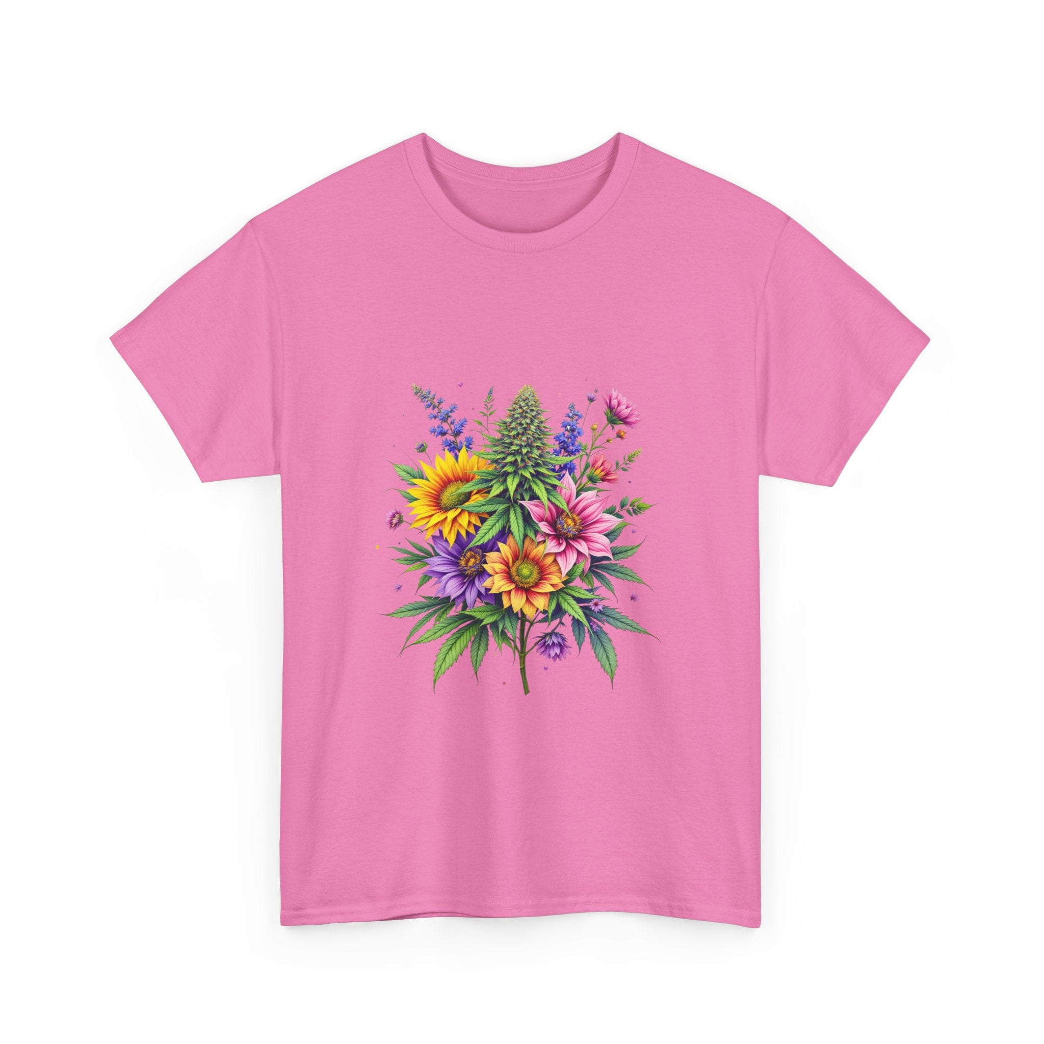 Floral Unisex Heavy Cotton Tee, Gift for Her, Casual Wear, Summer Fashion, Vibrant Design, Nature Lover