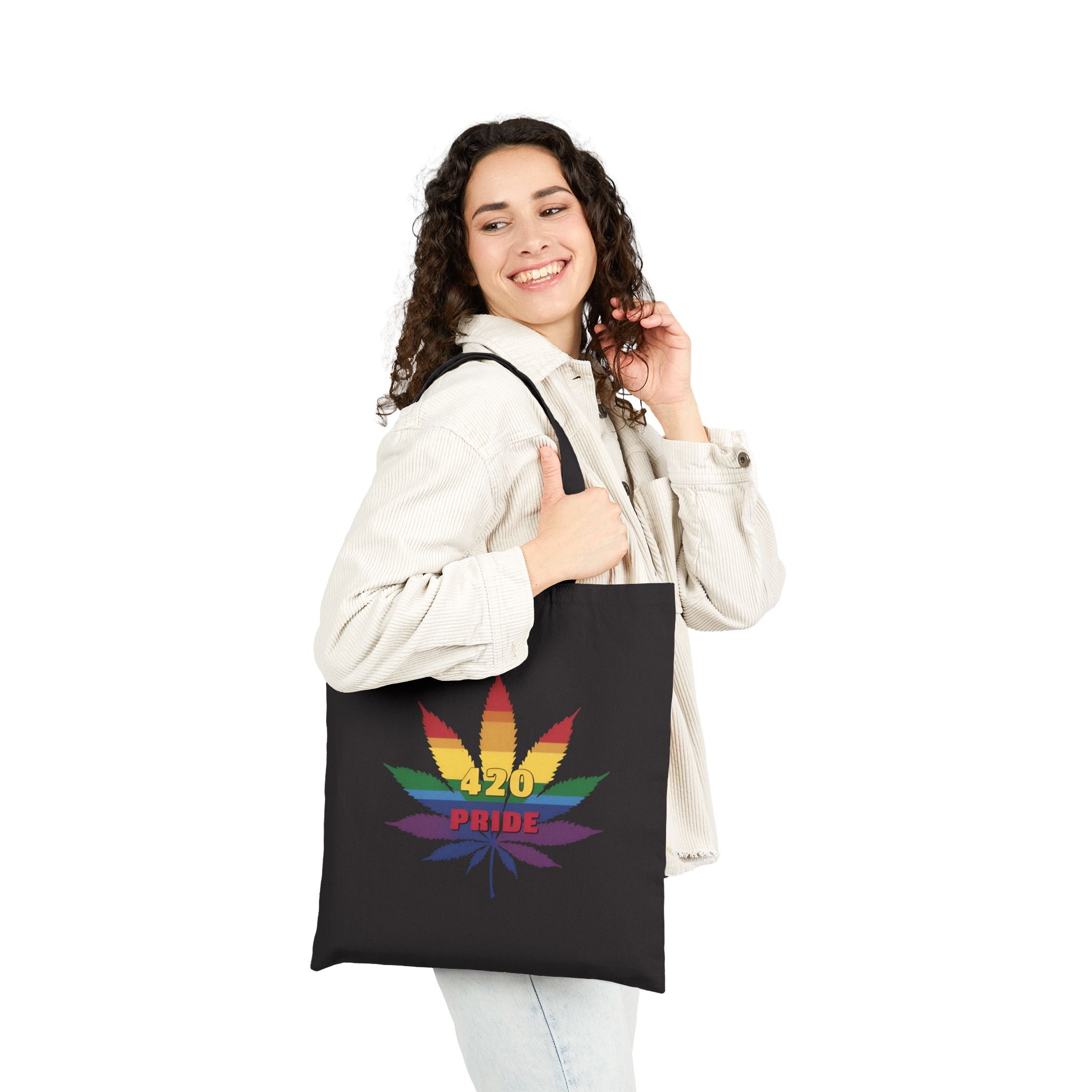 Pride 420 Cannabis Tote Bag, Eco-Friendly Market Bag, LGBTQ+ Accessory, Reusable Shopping Tote, Gift for Flower Enthusiasts
