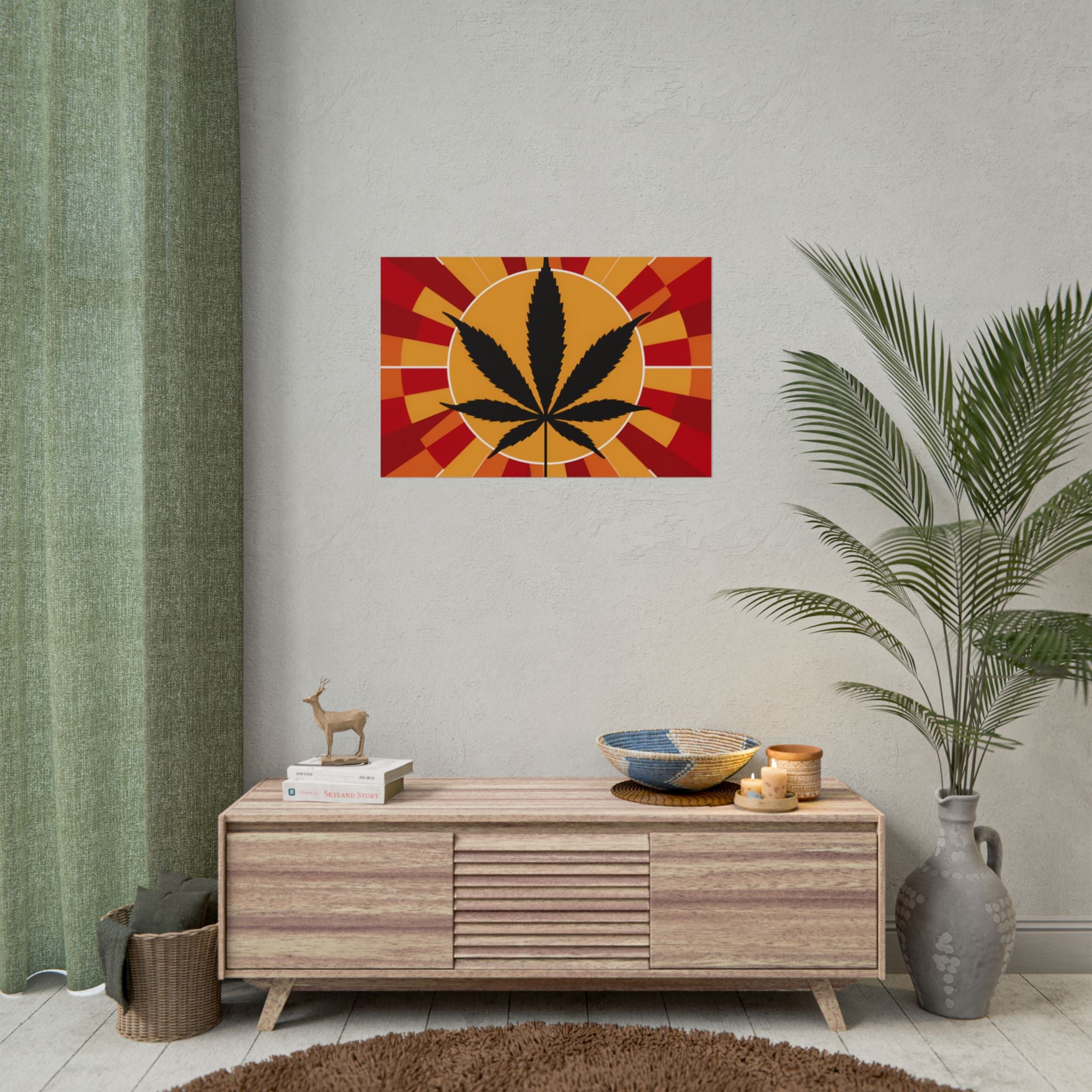 Vibrant Cannabis Art Print, Bold Wall Decor, Retro Aesthetic, Perfect for Home, Gift for Stoners!