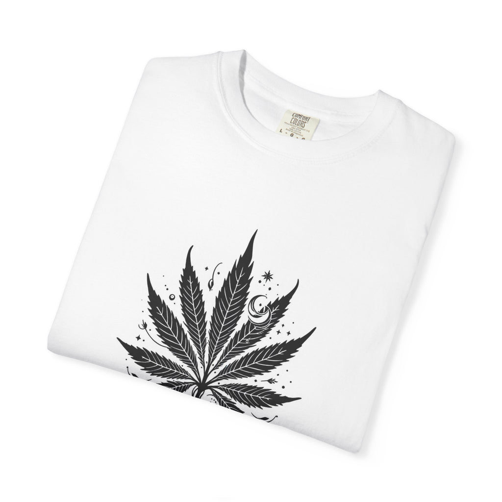 Bohemian Leaf T-Shirt - Unisex Garment-Dyed Tee, Eco-Friendly Fashion, Yoga Attire, Gift for Nature Lovers, Festival Wear