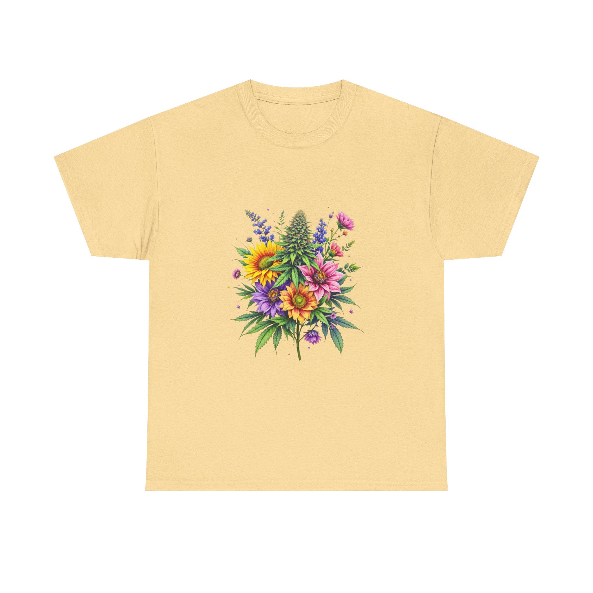 Floral Unisex Heavy Cotton Tee, Gift for Her, Casual Wear, Summer Fashion, Vibrant Design, Nature Lover