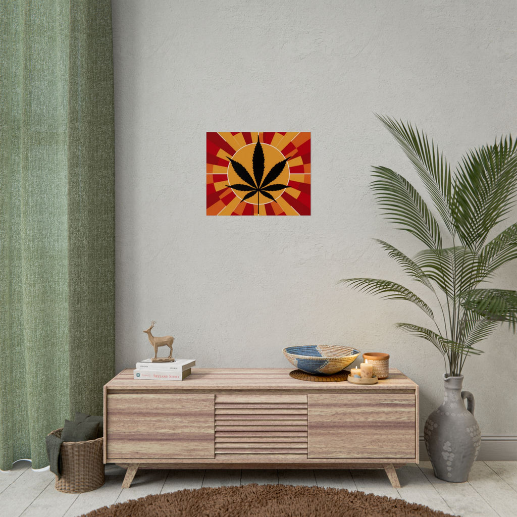 Vibrant Cannabis Art Print, Bold Wall Decor, Retro Aesthetic, Perfect for Home, Gift for Stoners!