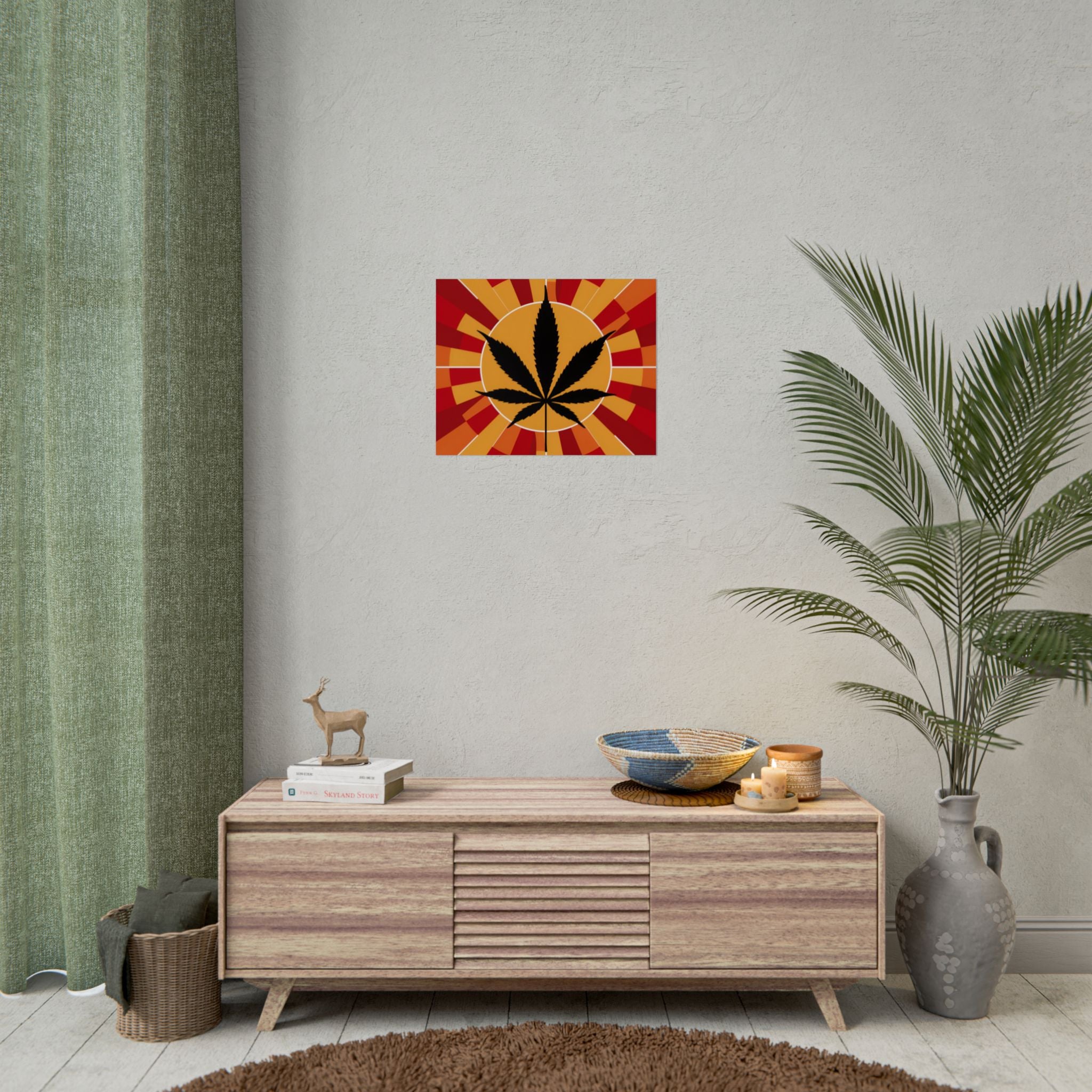 Vibrant Cannabis Art Print, Bold Wall Decor, Retro Aesthetic, Perfect for Home, Gift for Stoners!