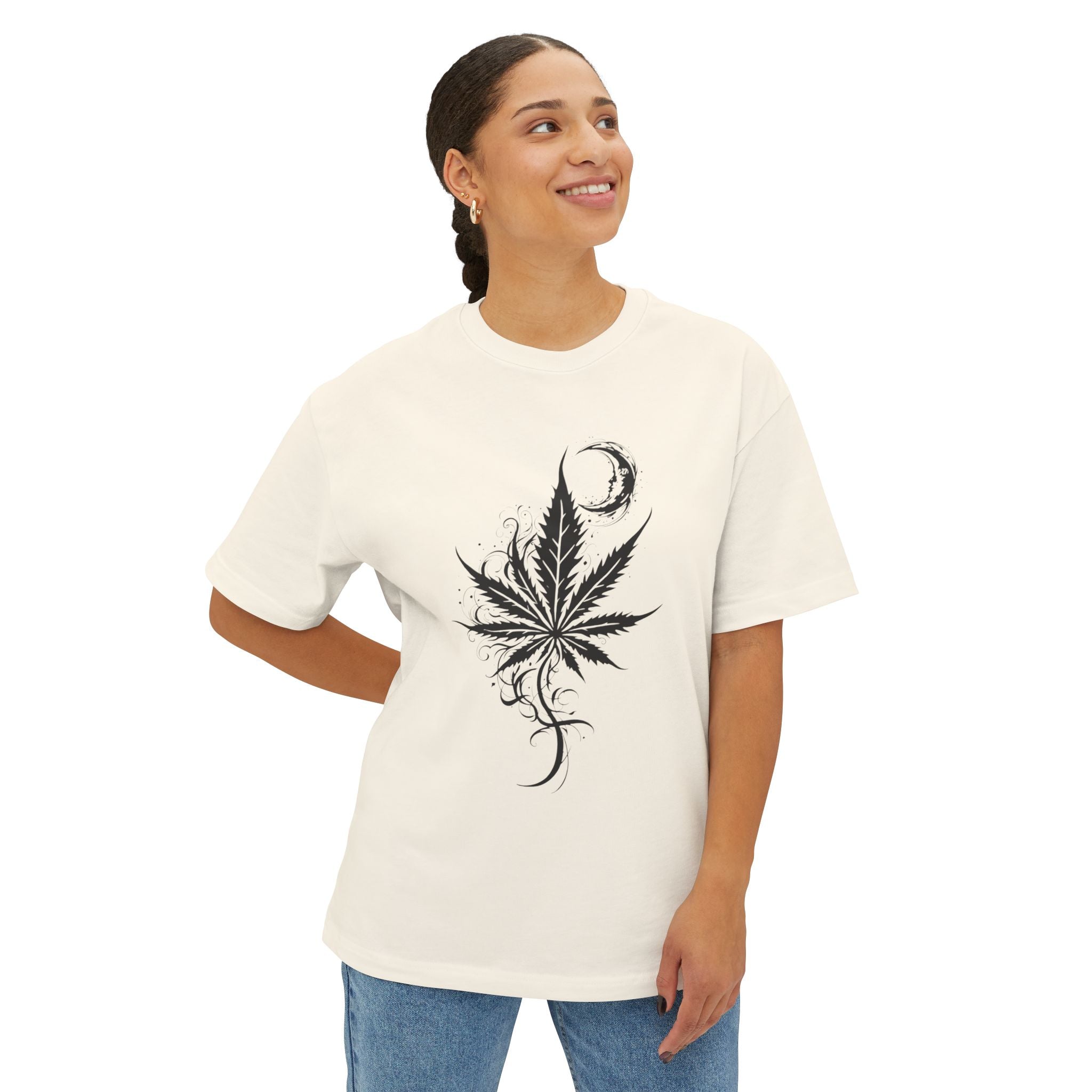 Chill Vibes Oversized Tee | Cannabis Leaf Graphic T-Shirt, Relaxed Fit, Unisex, Perfect for Festivals, Casual Wear, 420 Celebrations