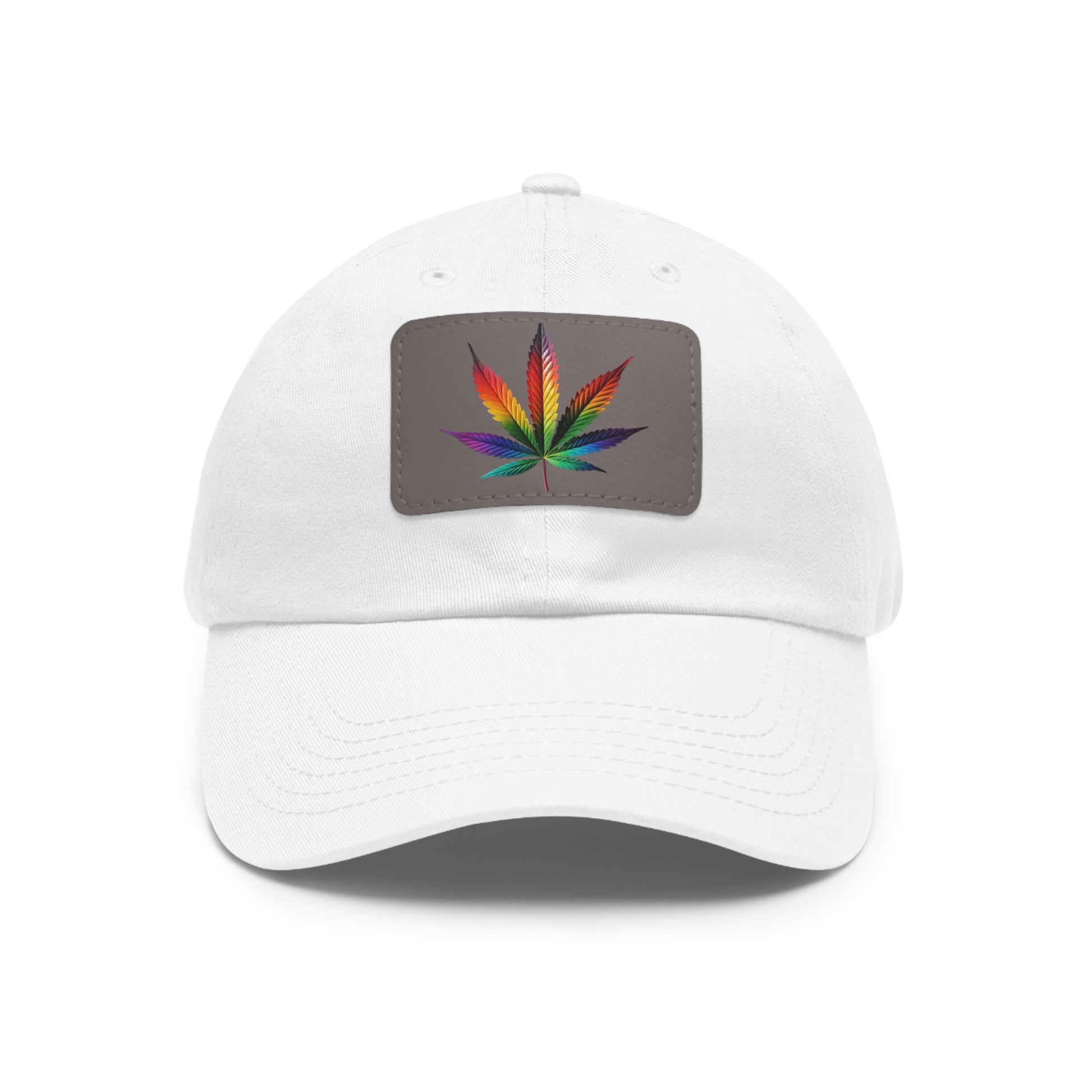 Colorful Leaf Dad Hat with Leather Patch, Trendy Cap for Dads, Casual Outdoor Hat, Birthday Gift for Him, Adjustable Summer Hat