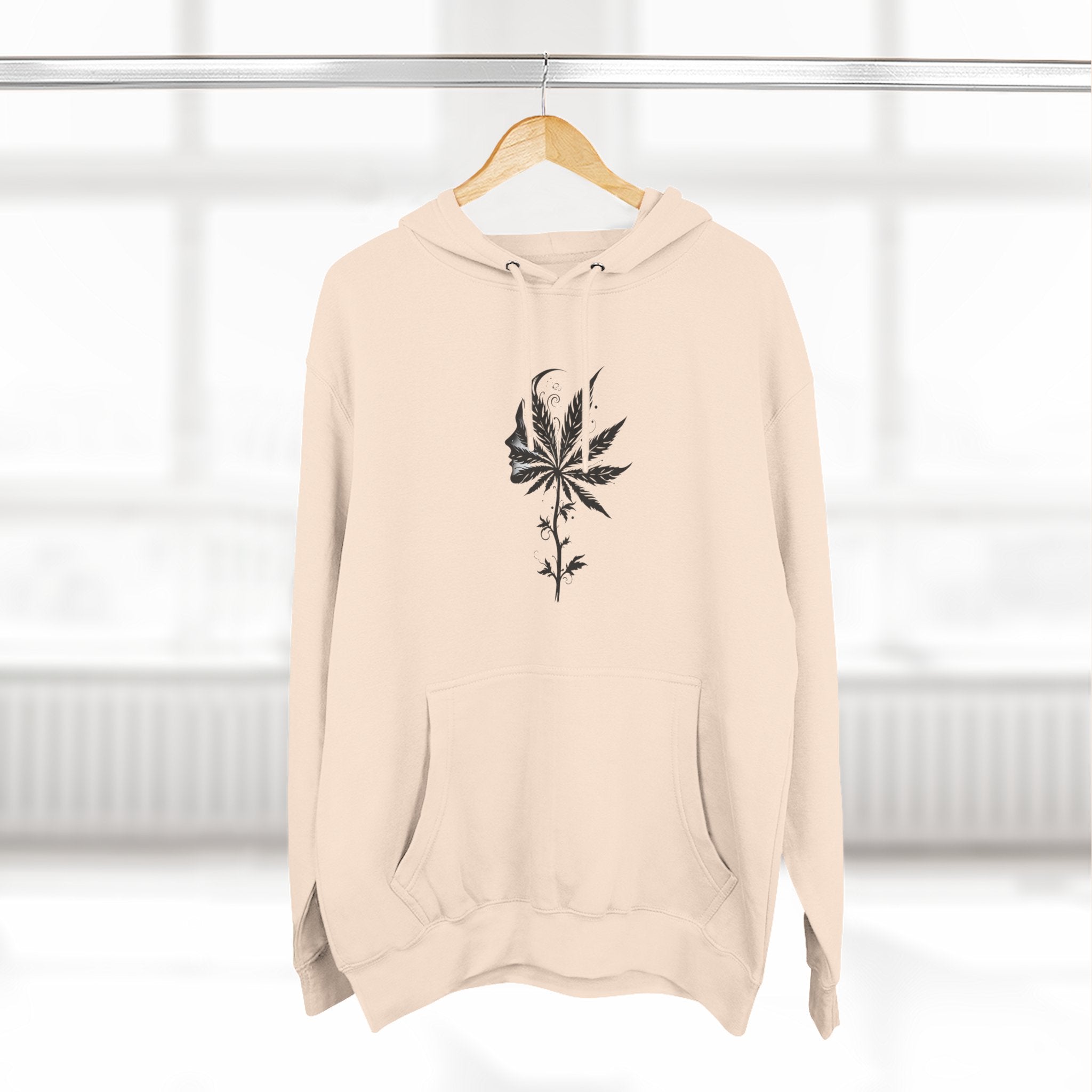 Chic Weed Leaf Fleece Hoodie, Cozy Urban Hoodie, Casual Sweatshirt, Perfect for Gatherings, Nature Lovers Gift, Fall Fashion