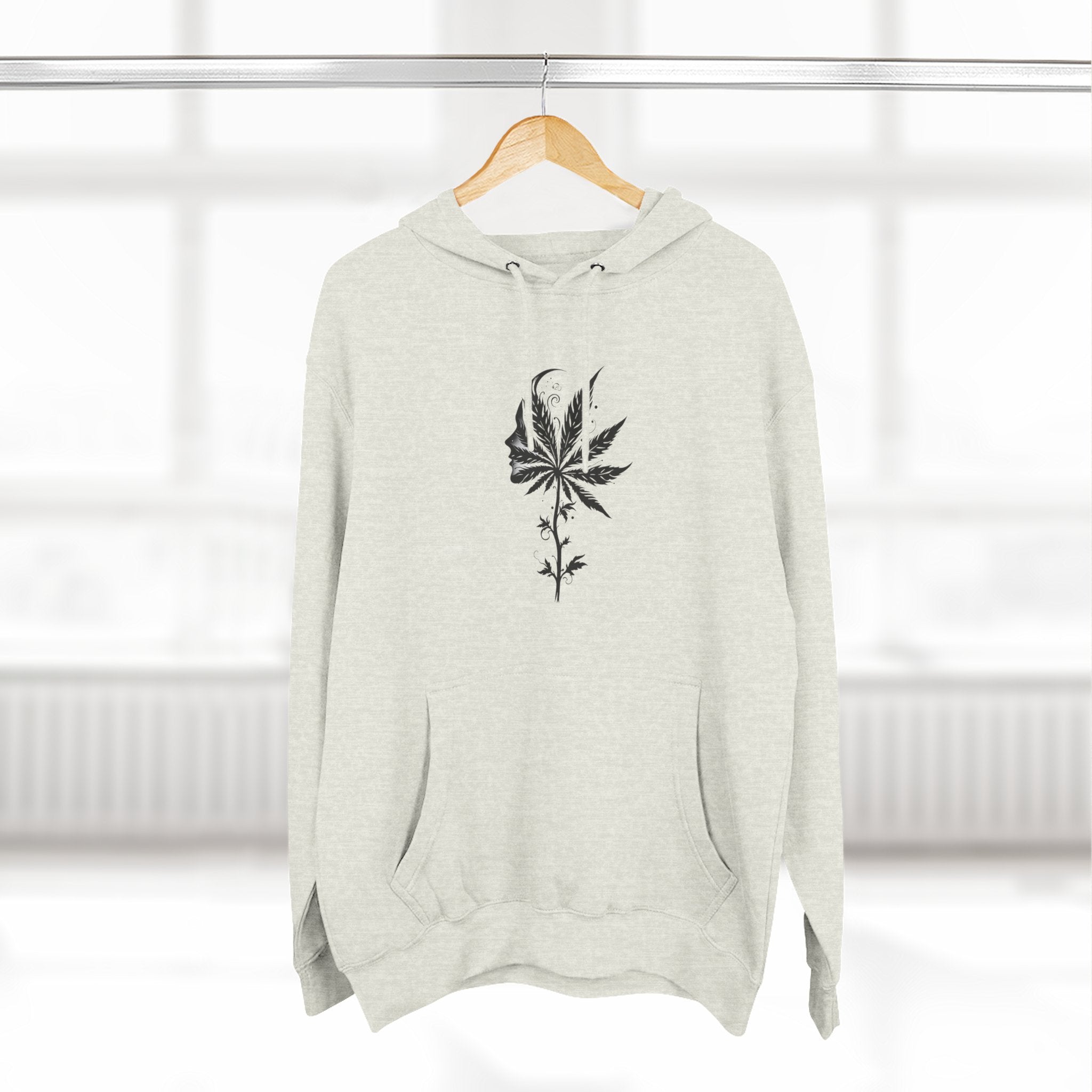 Chic Weed Leaf Fleece Hoodie, Cozy Urban Hoodie, Casual Sweatshirt, Perfect for Gatherings, Nature Lovers Gift, Fall Fashion