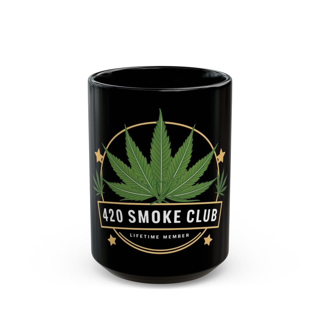 420 Smoke Club Black Mug - Perfect for Cannabis Lovers, Gift for Stoner Friends, Coffee, Tea, Alcohol, Lifetime Member Mug