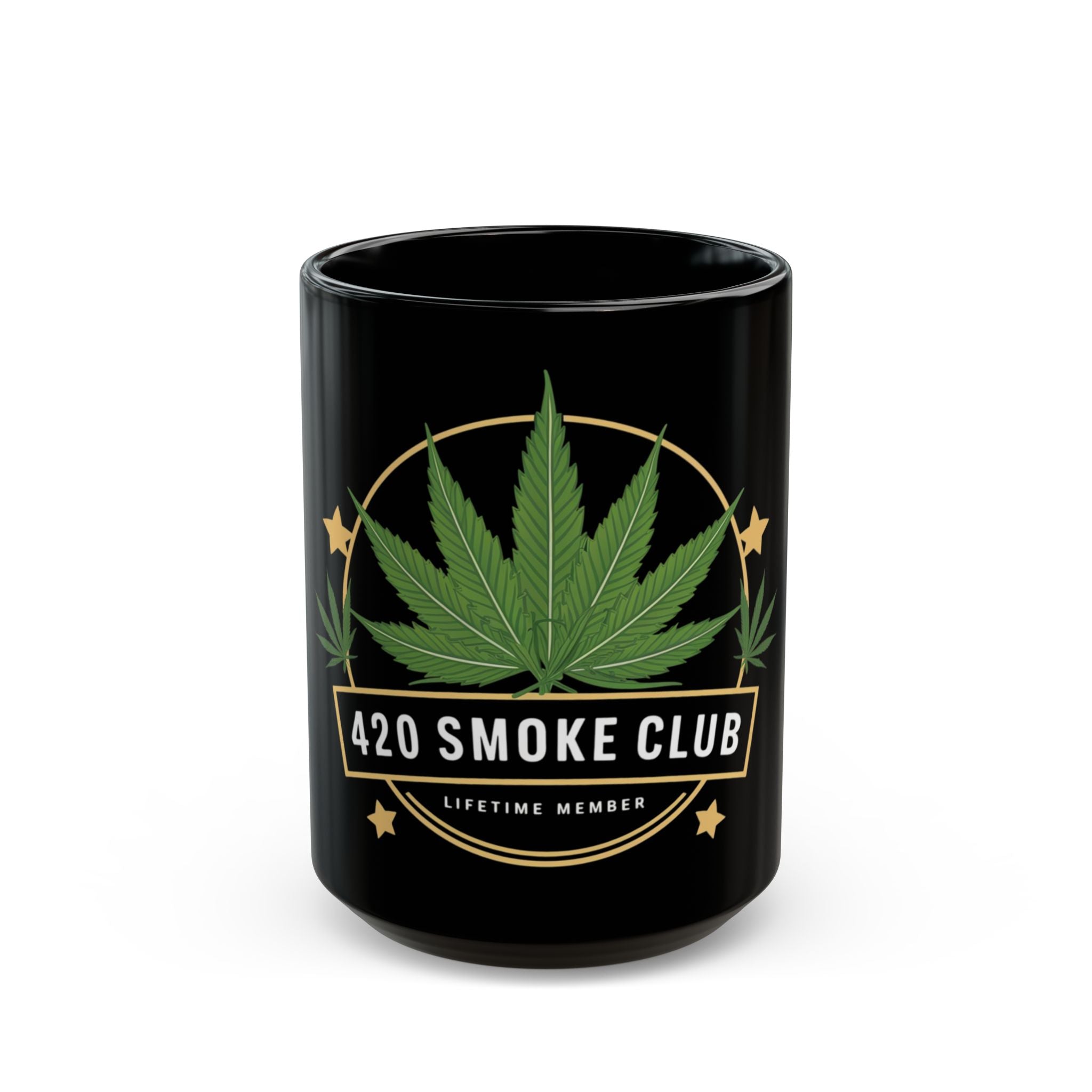 420 Smoke Club Black Mug - Perfect for Cannabis Lovers, Gift for Stoner Friends, Coffee, Tea, Alcohol, Lifetime Member Mug