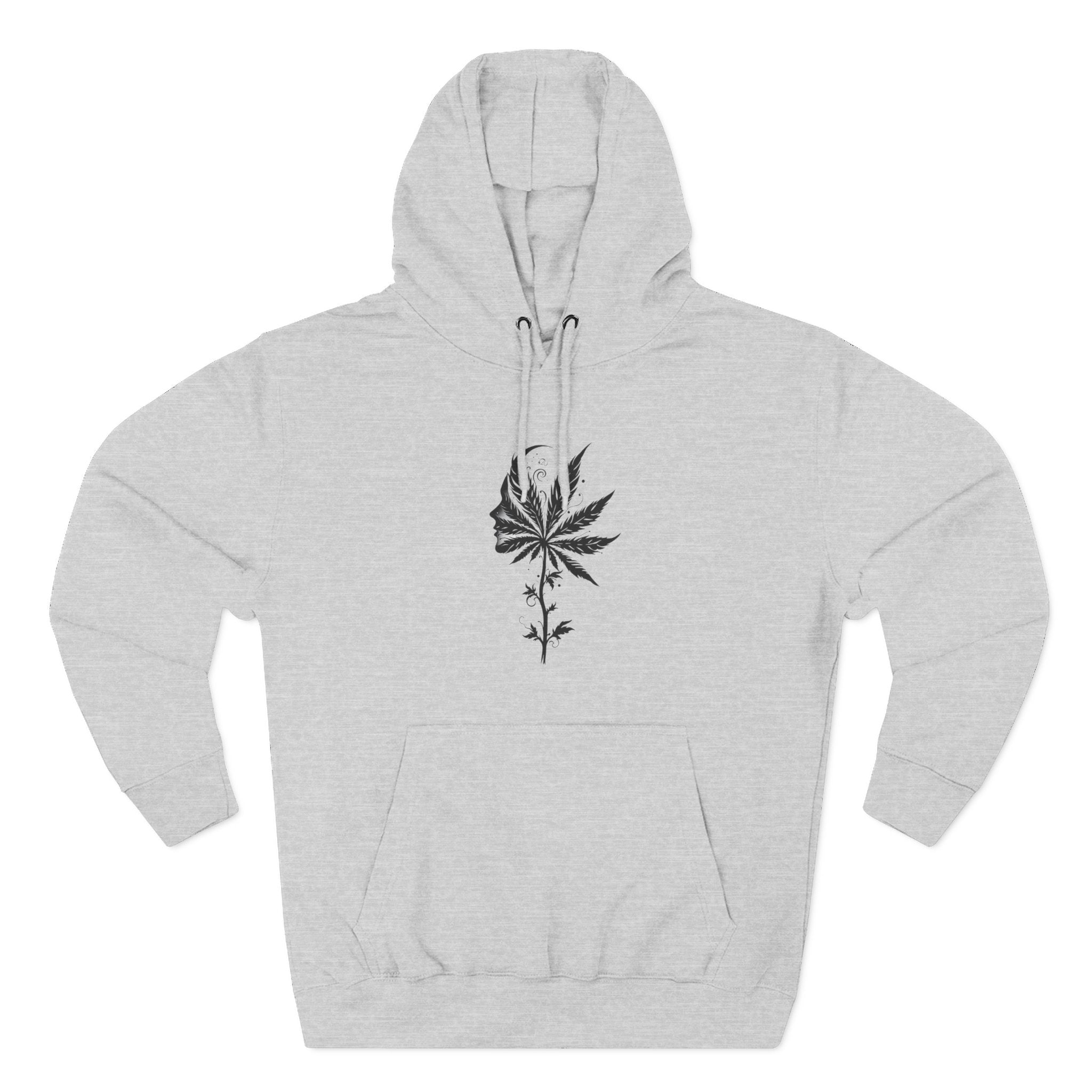 Chic Weed Leaf Fleece Hoodie, Cozy Urban Hoodie, Casual Sweatshirt, Perfect for Gatherings, Nature Lovers Gift, Fall Fashion