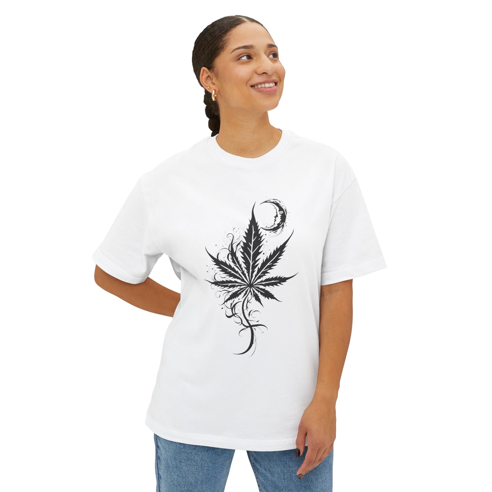 Chill Vibes Oversized Tee | Cannabis Leaf Graphic T-Shirt, Relaxed Fit, Unisex, Perfect for Festivals, Casual Wear, 420 Celebrations