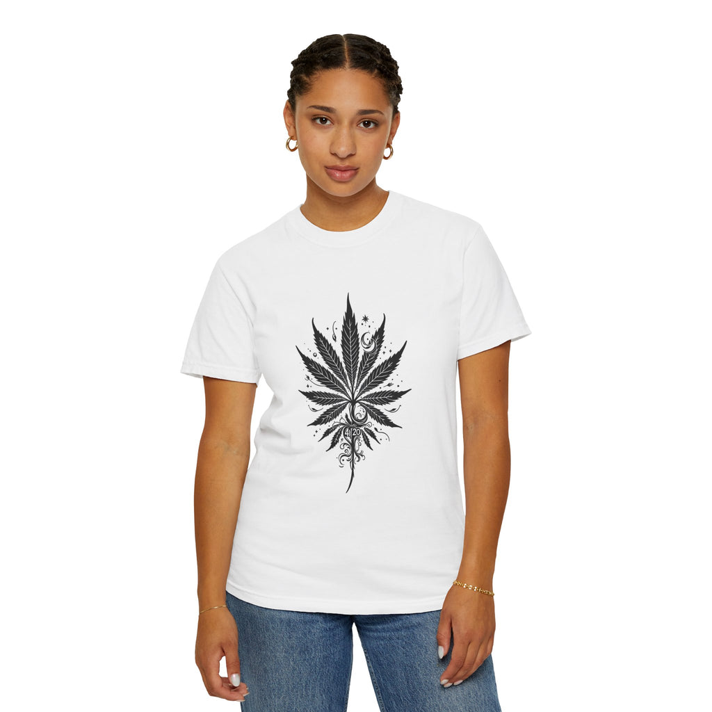 Bohemian Leaf T-Shirt - Unisex Garment-Dyed Tee, Eco-Friendly Fashion, Yoga Attire, Gift for Nature Lovers, Festival Wear