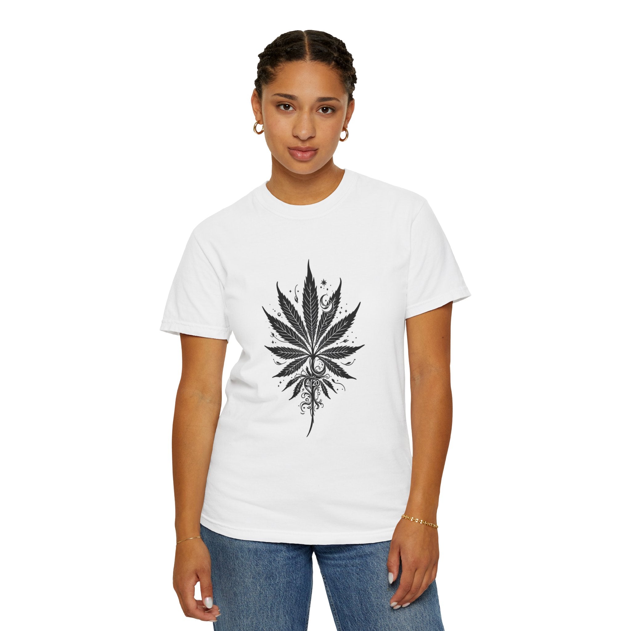 Bohemian Leaf T-Shirt - Unisex Garment-Dyed Tee, Eco-Friendly Fashion, Yoga Attire, Gift for Nature Lovers, Festival Wear