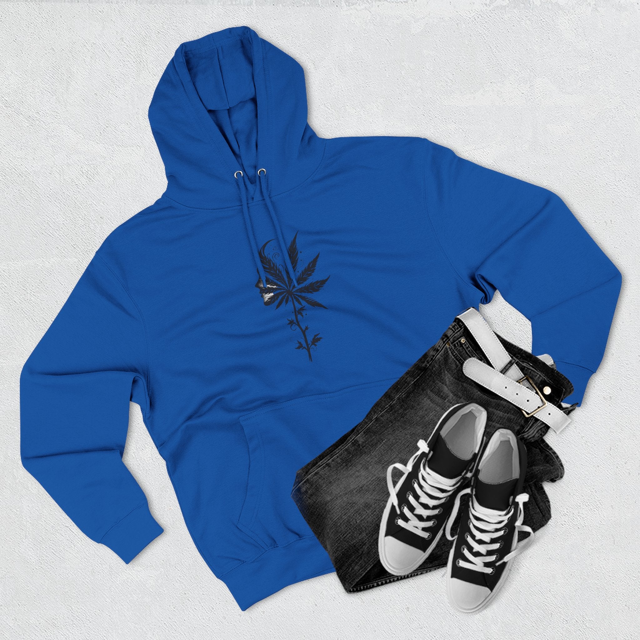Chic Weed Leaf Fleece Hoodie, Cozy Urban Hoodie, Casual Sweatshirt, Perfect for Gatherings, Nature Lovers Gift, Fall Fashion