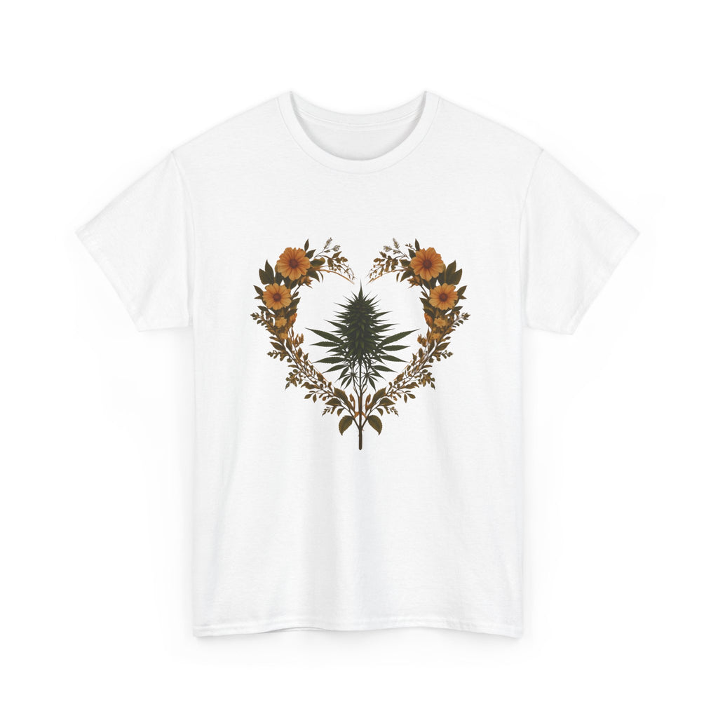 Floral Heart Graphic Tee, Casual Wear, Gift for Her, Boho Style, Summer Fashion, Eco-Friendly Apparel