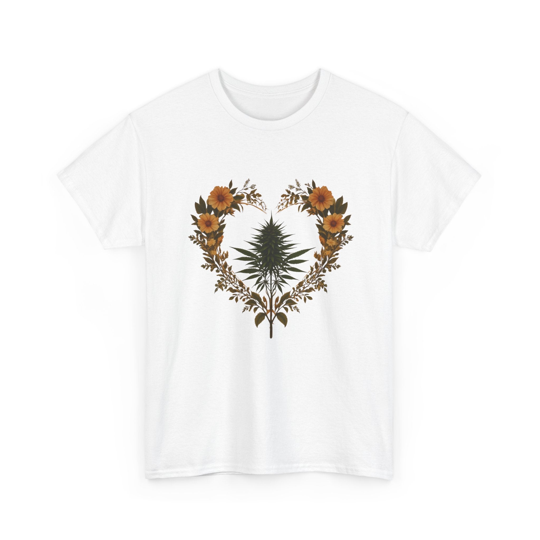 Floral Heart Graphic Tee, Casual Wear, Gift for Her, Boho Style, Summer Fashion, Eco-Friendly Apparel