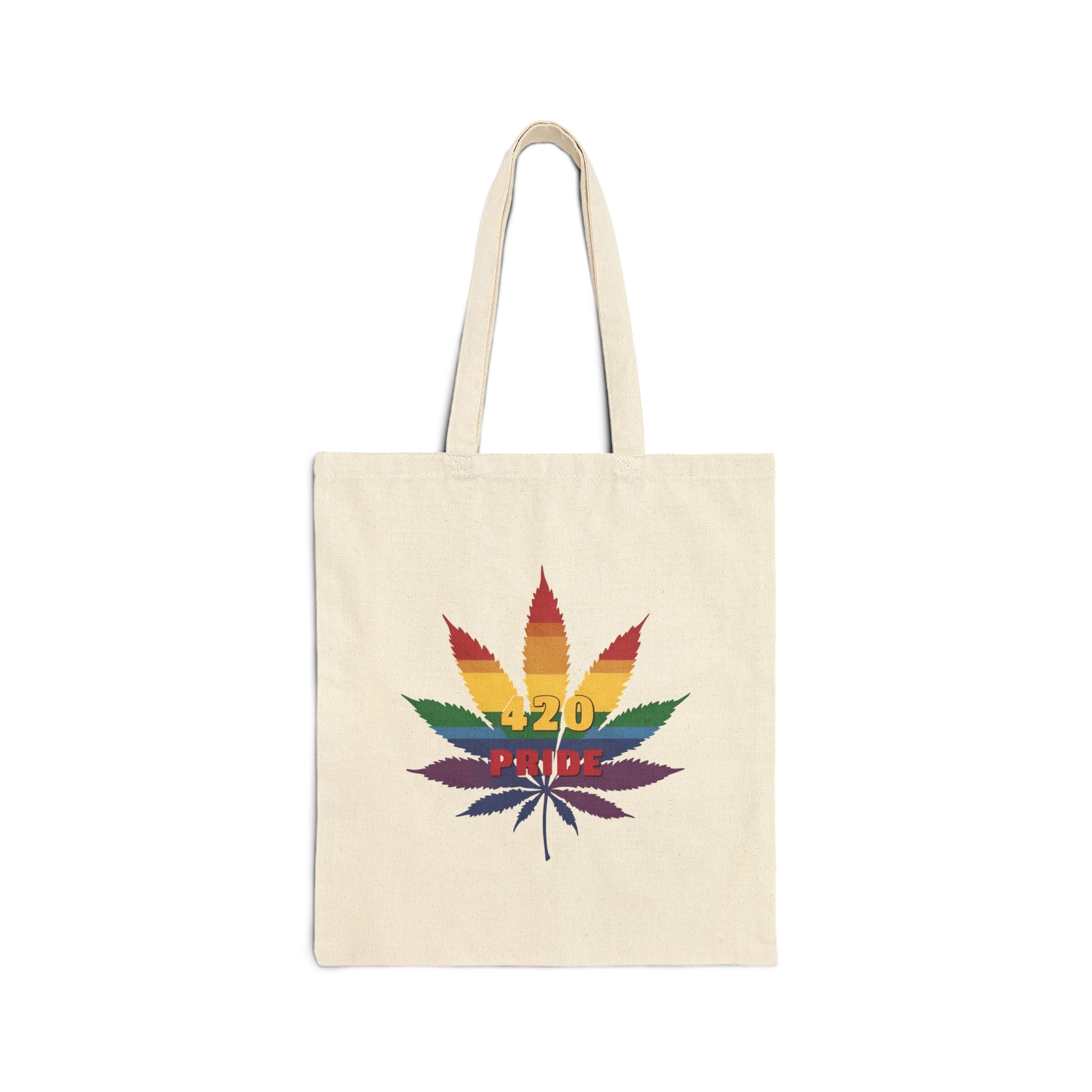 Pride 420 Cannabis Tote Bag, Eco-Friendly Market Bag, LGBTQ+ Accessory, Reusable Shopping Tote, Gift for Flower Enthusiasts