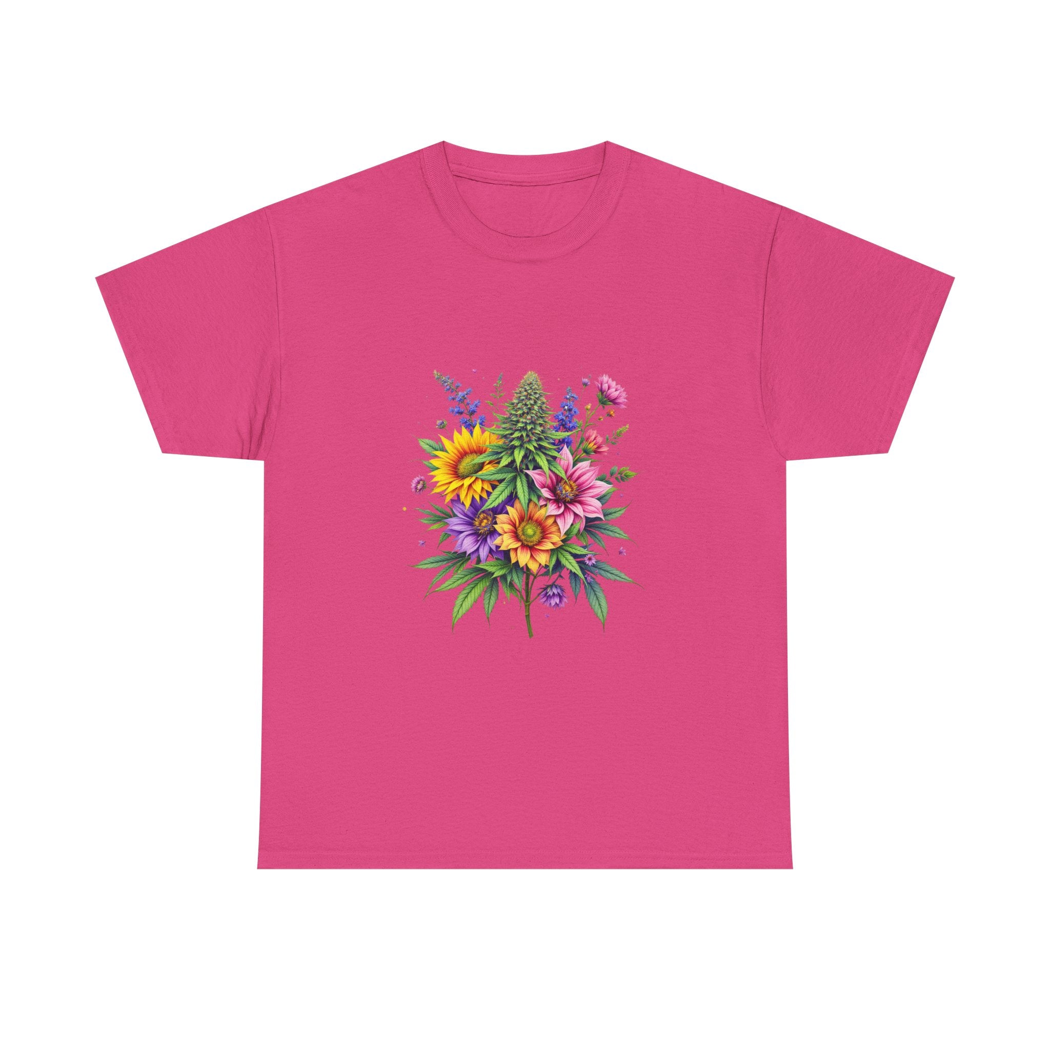 Floral Unisex Heavy Cotton Tee, Gift for Her, Casual Wear, Summer Fashion, Vibrant Design, Nature Lover