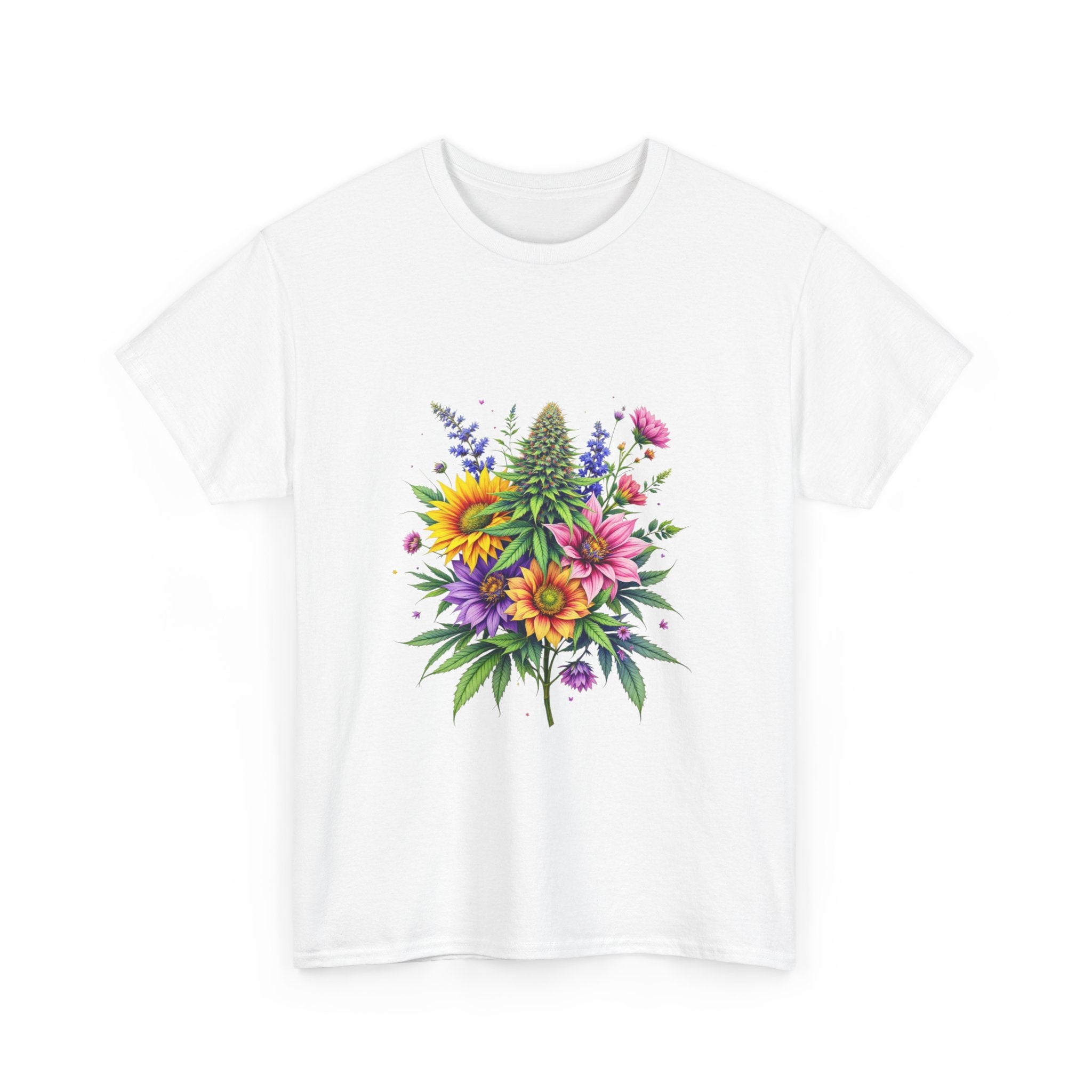 Floral Unisex Heavy Cotton Tee, Gift for Her, Casual Wear, Summer Fashion, Vibrant Design, Nature Lover