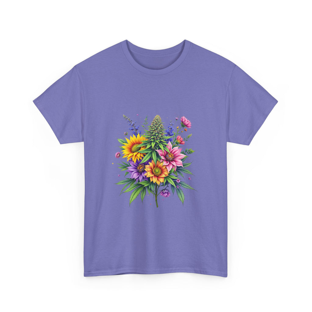 Floral Unisex Heavy Cotton Tee, Gift for Her, Casual Wear, Summer Fashion, Vibrant Design, Nature Lover