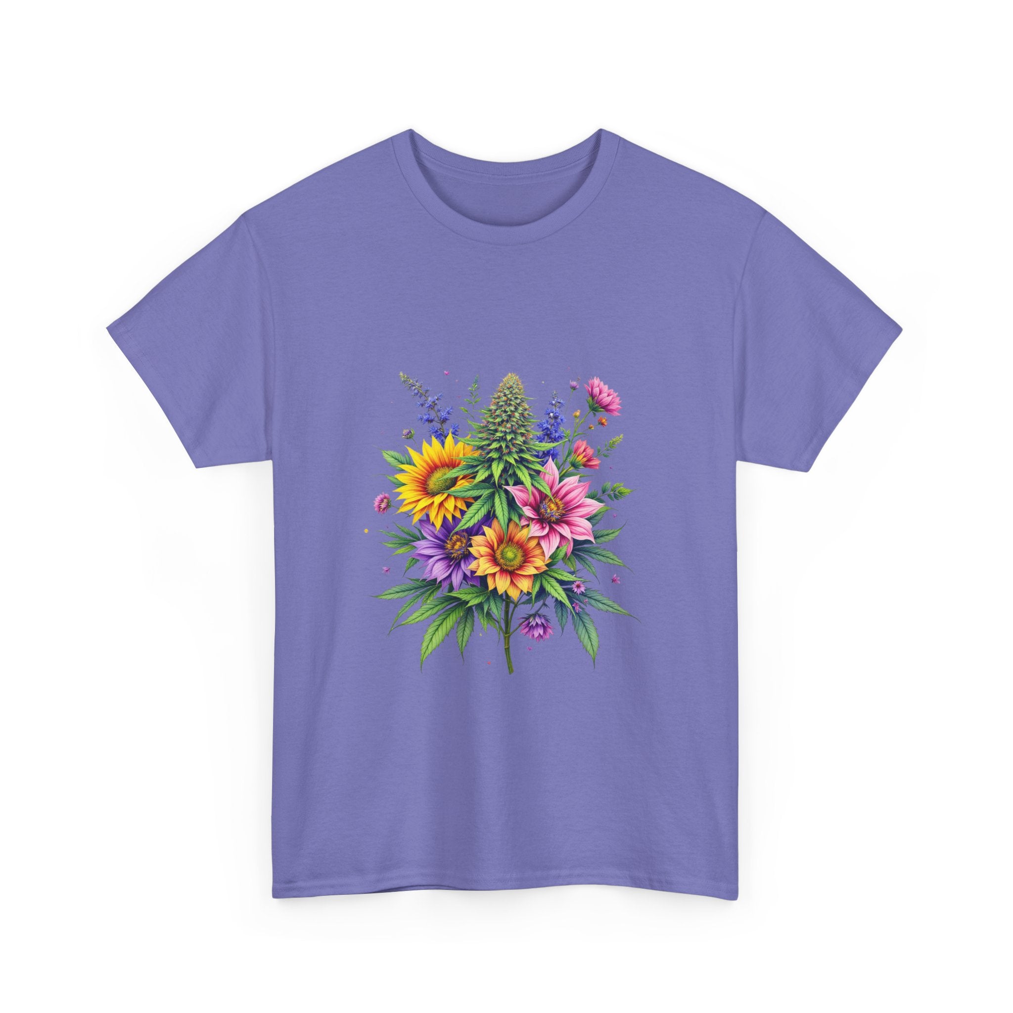 Floral Unisex Heavy Cotton Tee, Gift for Her, Casual Wear, Summer Fashion, Vibrant Design, Nature Lover