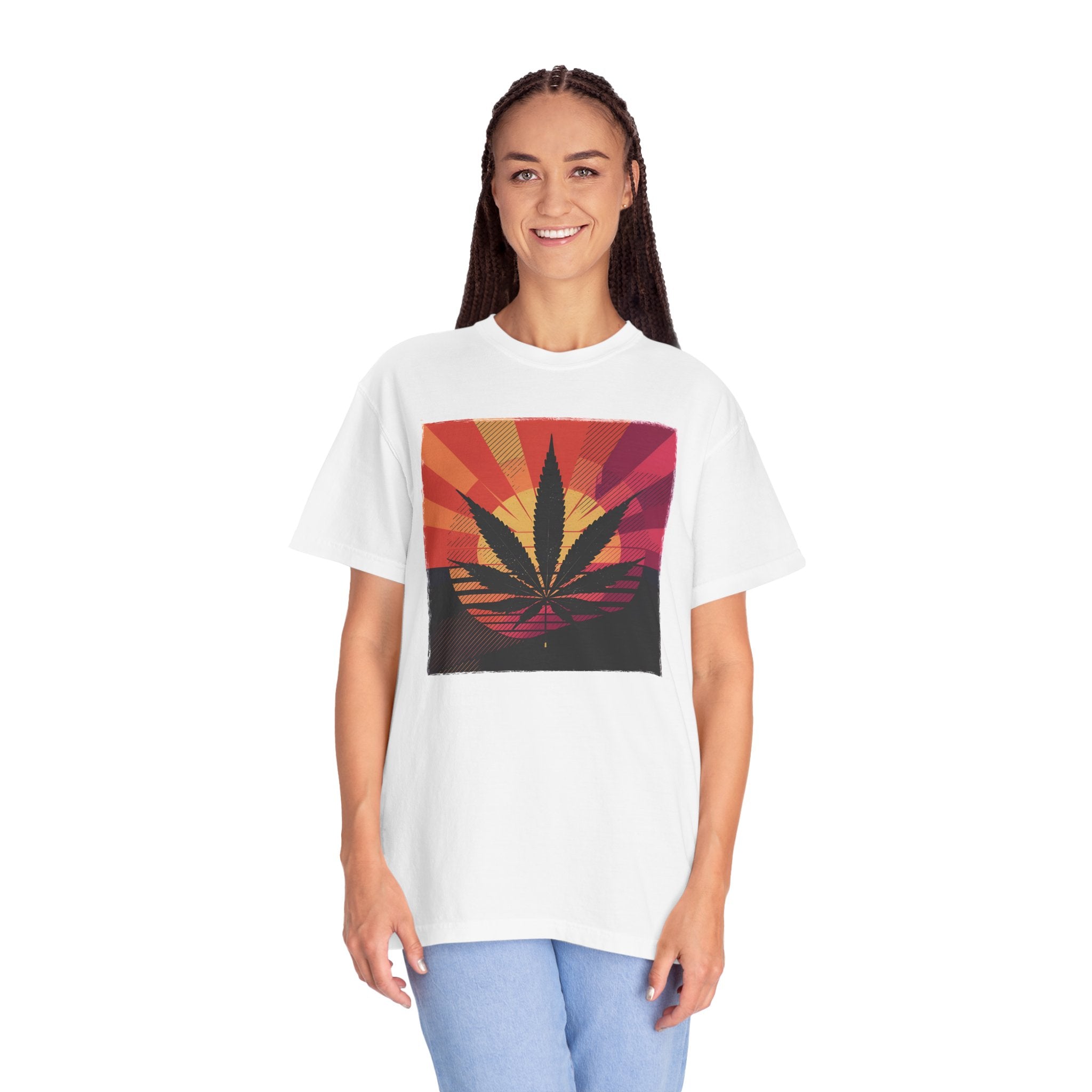 Sunset Cannabis Unisex T-Shirt, Cool Summer Tee, Gift for 420 Enthusiasts, Relaxed Fit, Casual Wear, Festival Outfit
