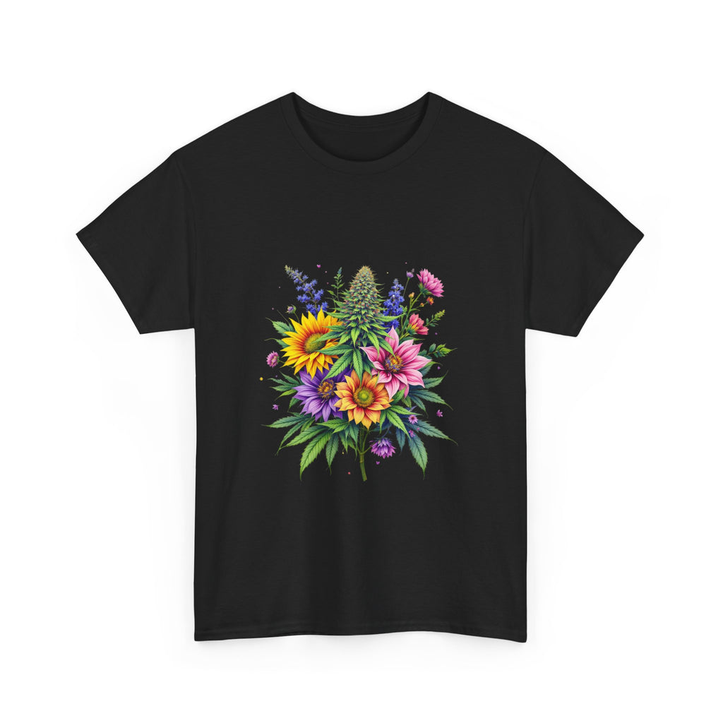 Floral Unisex Heavy Cotton Tee, Gift for Her, Casual Wear, Summer Fashion, Vibrant Design, Nature Lover