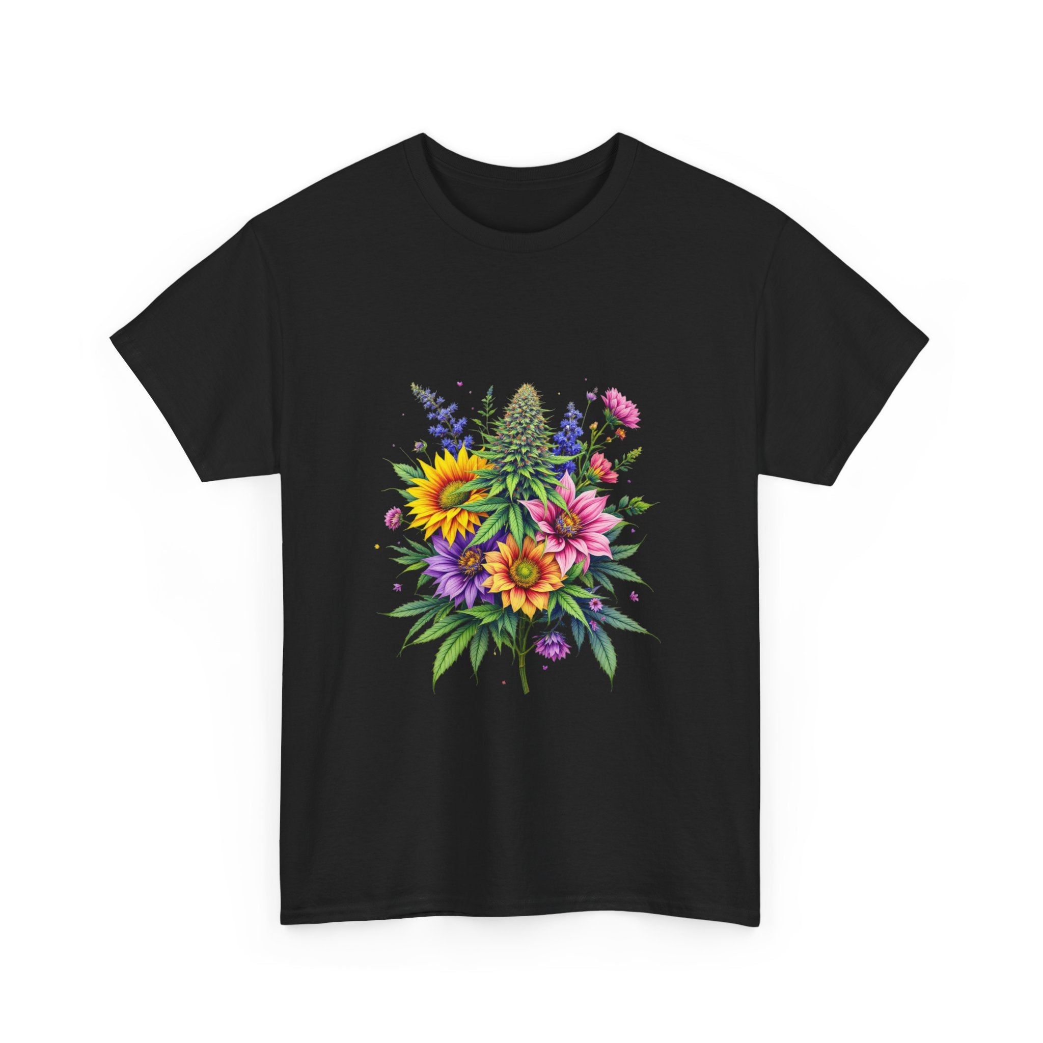 Floral Unisex Heavy Cotton Tee, Gift for Her, Casual Wear, Summer Fashion, Vibrant Design, Nature Lover