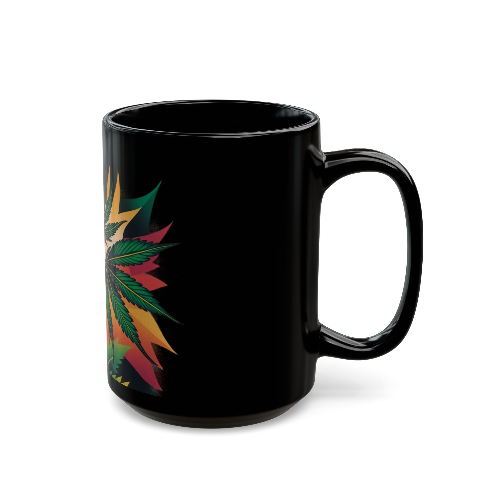 Vibrant Cannabis-Inspired Mug, 11oz or 15oz Black Ceramic Coffee Cup, Perfect for Stoners, Gift for 420 Celebrations, Greenery Vibe