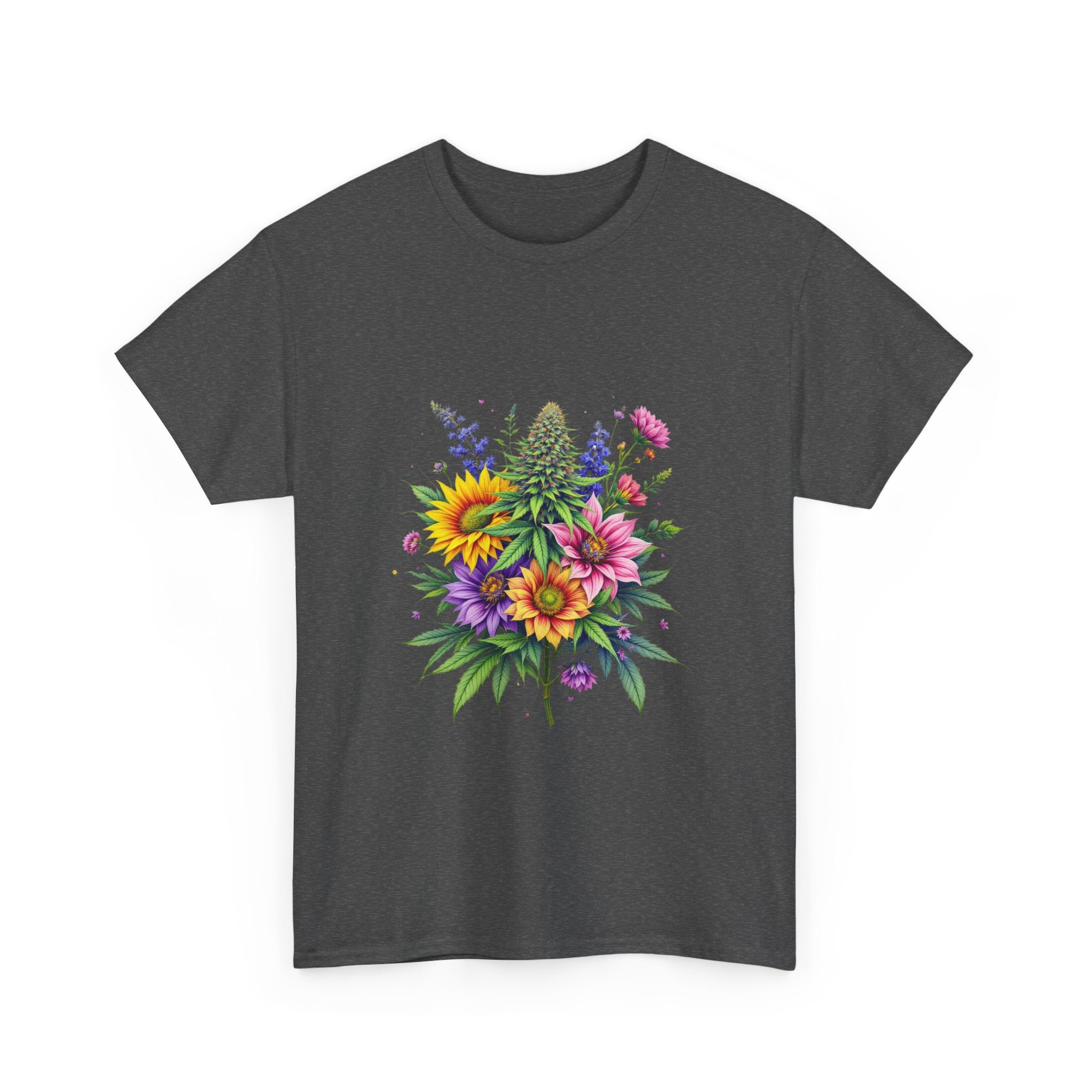 Floral Unisex Heavy Cotton Tee, Gift for Her, Casual Wear, Summer Fashion, Vibrant Design, Nature Lover