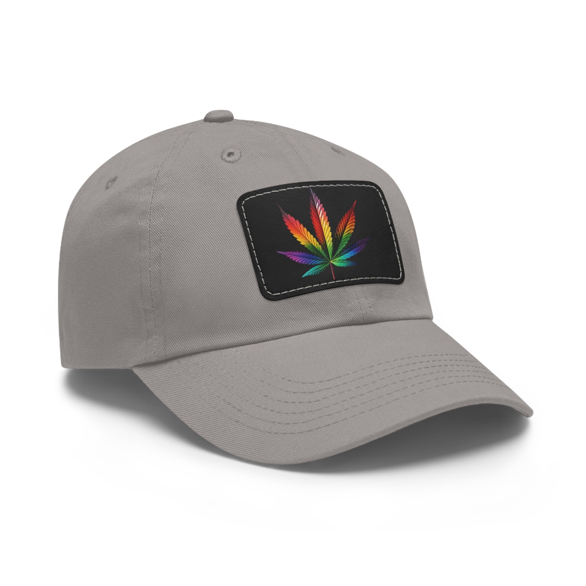 Colorful Leaf Dad Hat with Leather Patch, Trendy Cap for Dads, Casual Outdoor Hat, Birthday Gift for Him, Adjustable Summer Hat