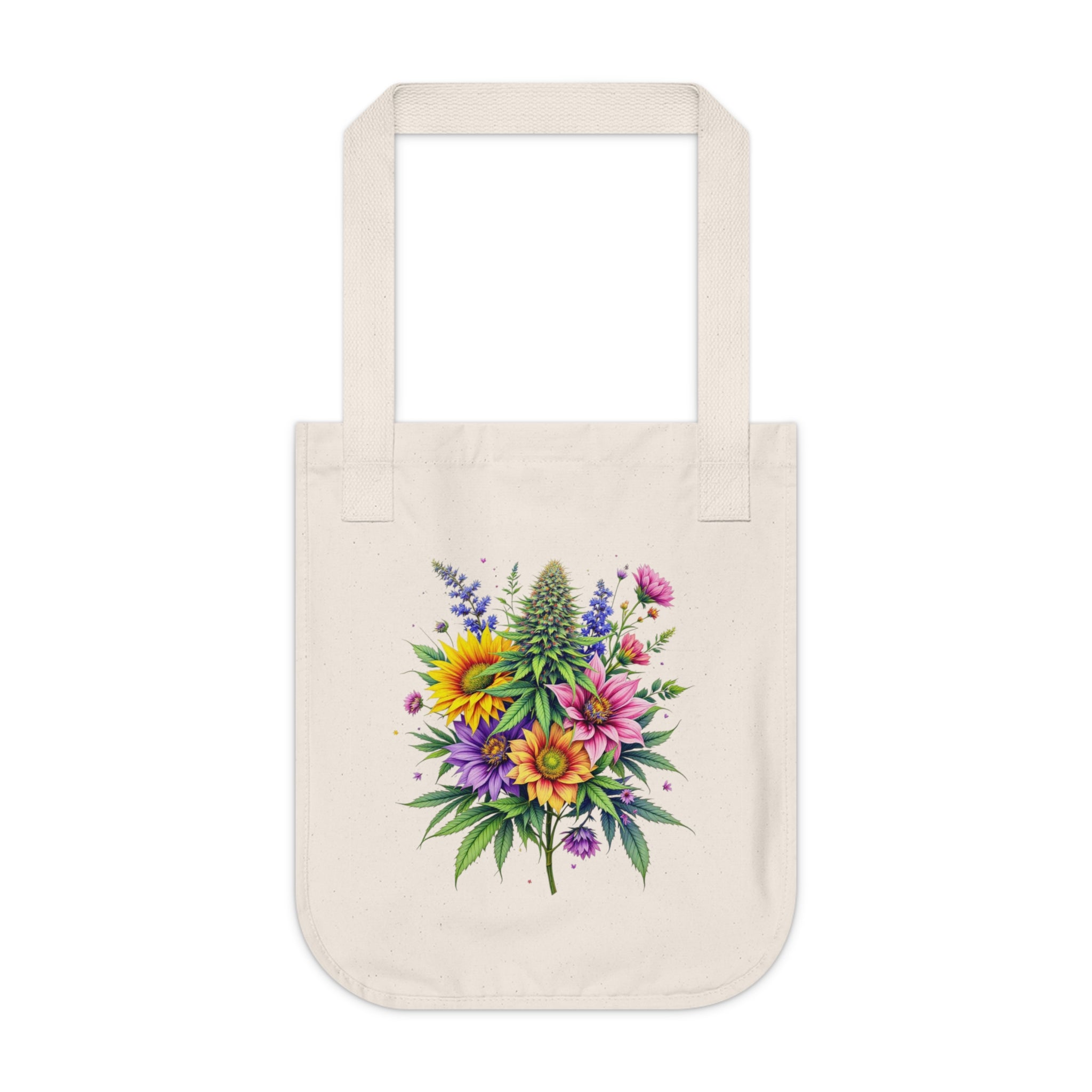 Floral Organic Canvas Tote Bag, Eco-Friendly Shopping Bag, Flower Print Carryall, Sustainable Tote for Everyday Use, Gift for Nature Lovers