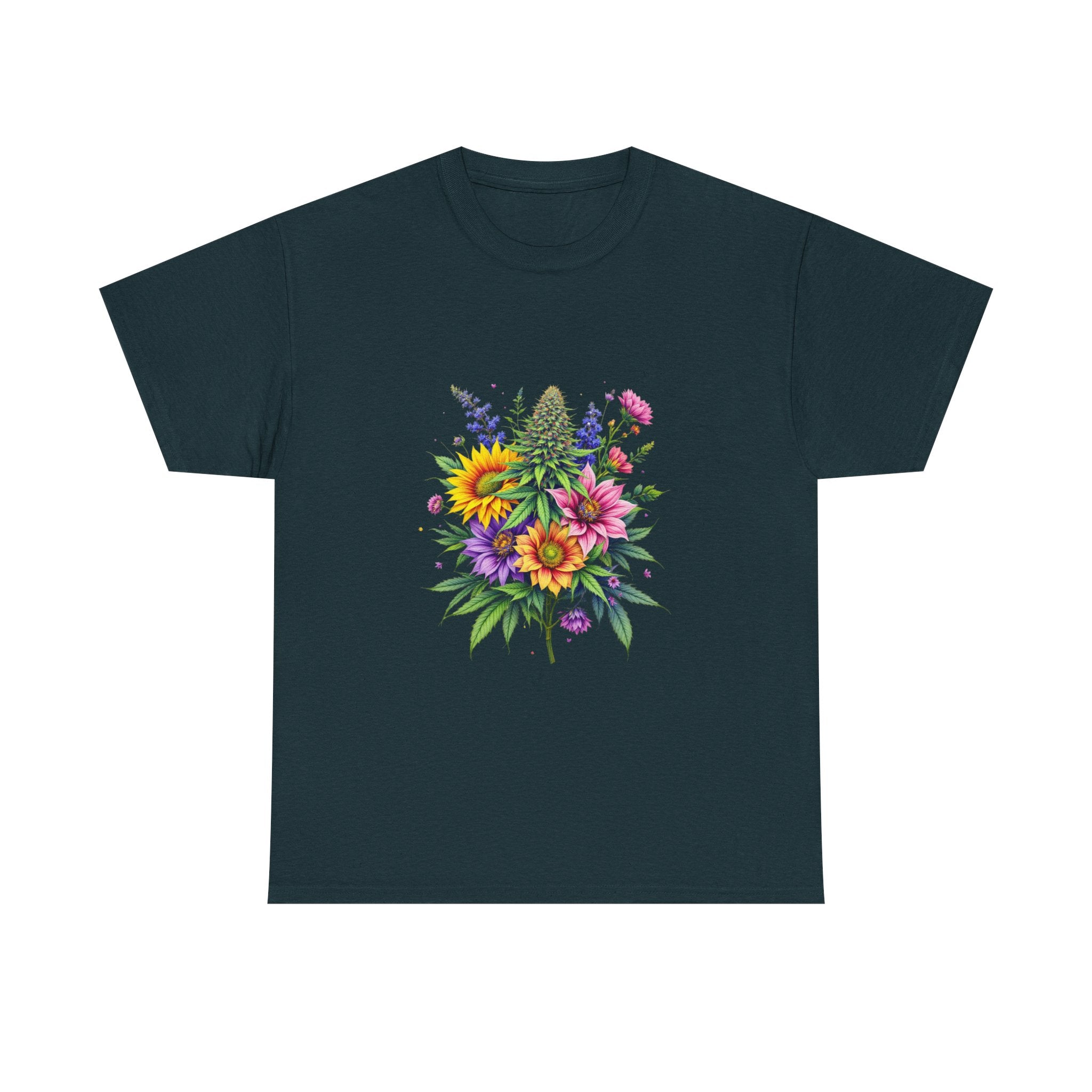 Floral Unisex Heavy Cotton Tee, Gift for Her, Casual Wear, Summer Fashion, Vibrant Design, Nature Lover