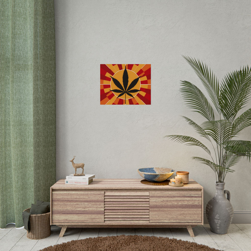 Vibrant Cannabis Art Print, Bold Wall Decor, Retro Aesthetic, Perfect for Home, Gift for Stoners!