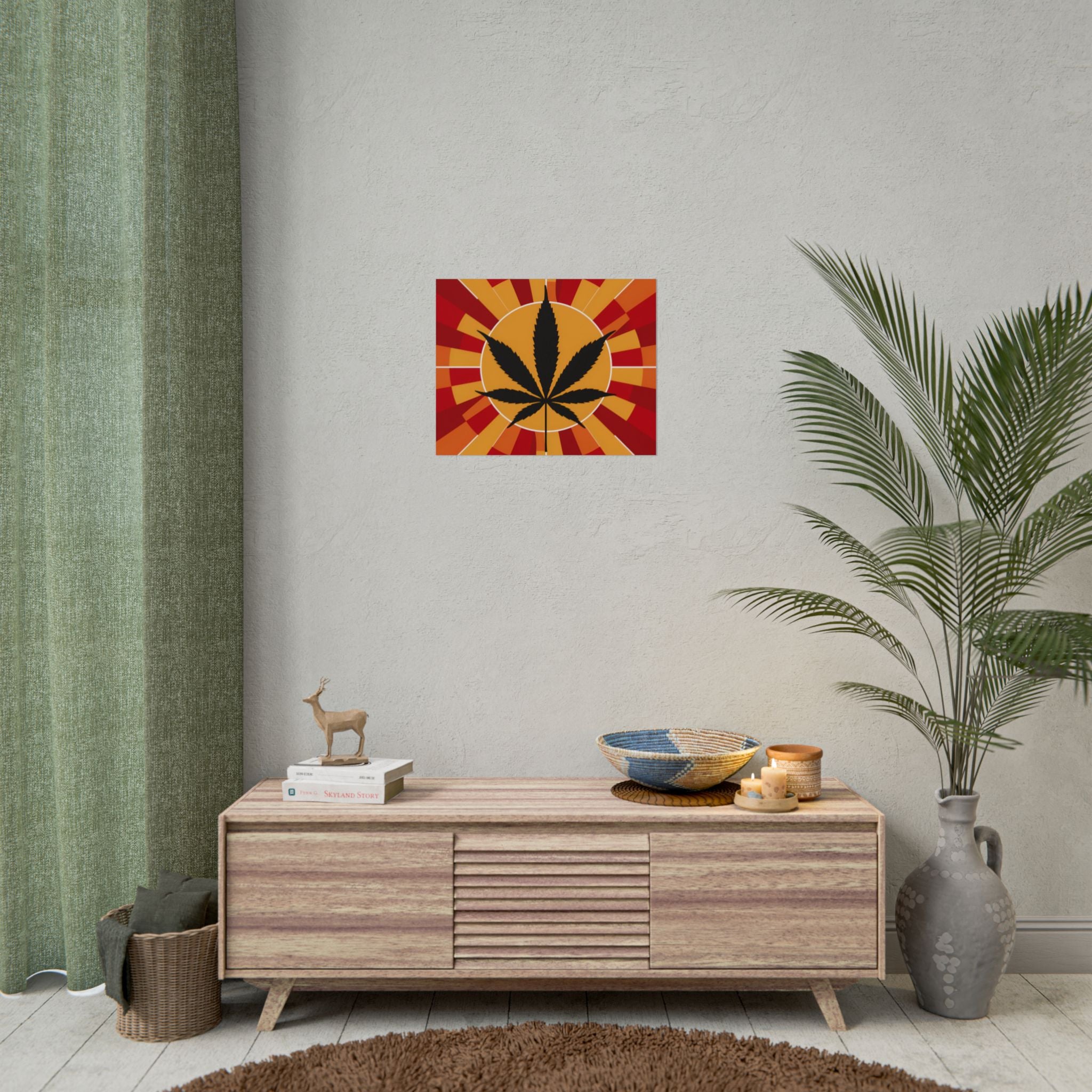 Vibrant Cannabis Art Print, Bold Wall Decor, Retro Aesthetic, Perfect for Home, Gift for Stoners!