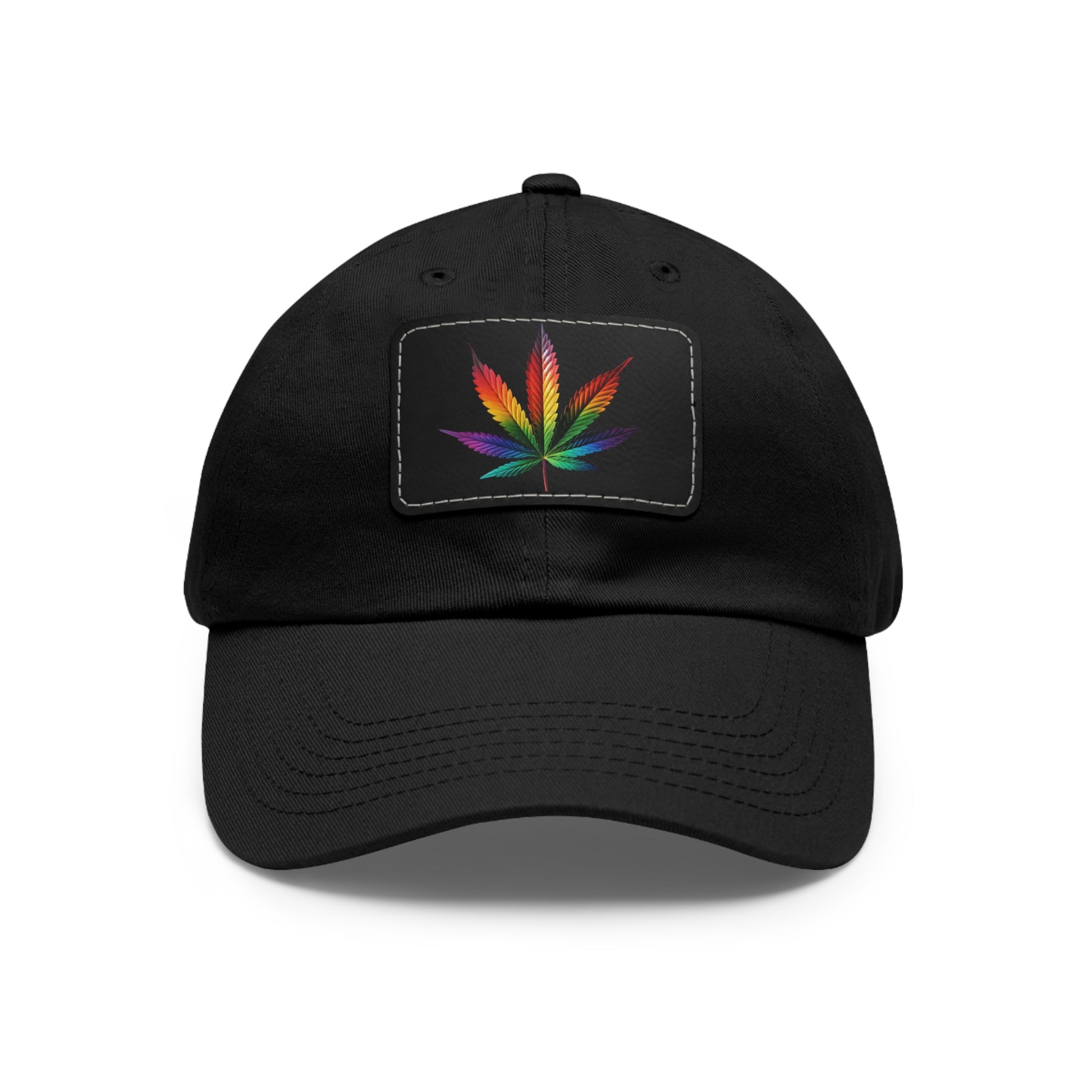 Colorful Leaf Dad Hat with Leather Patch, Trendy Cap for Dads, Casual Outdoor Hat, Birthday Gift for Him, Adjustable Summer Hat