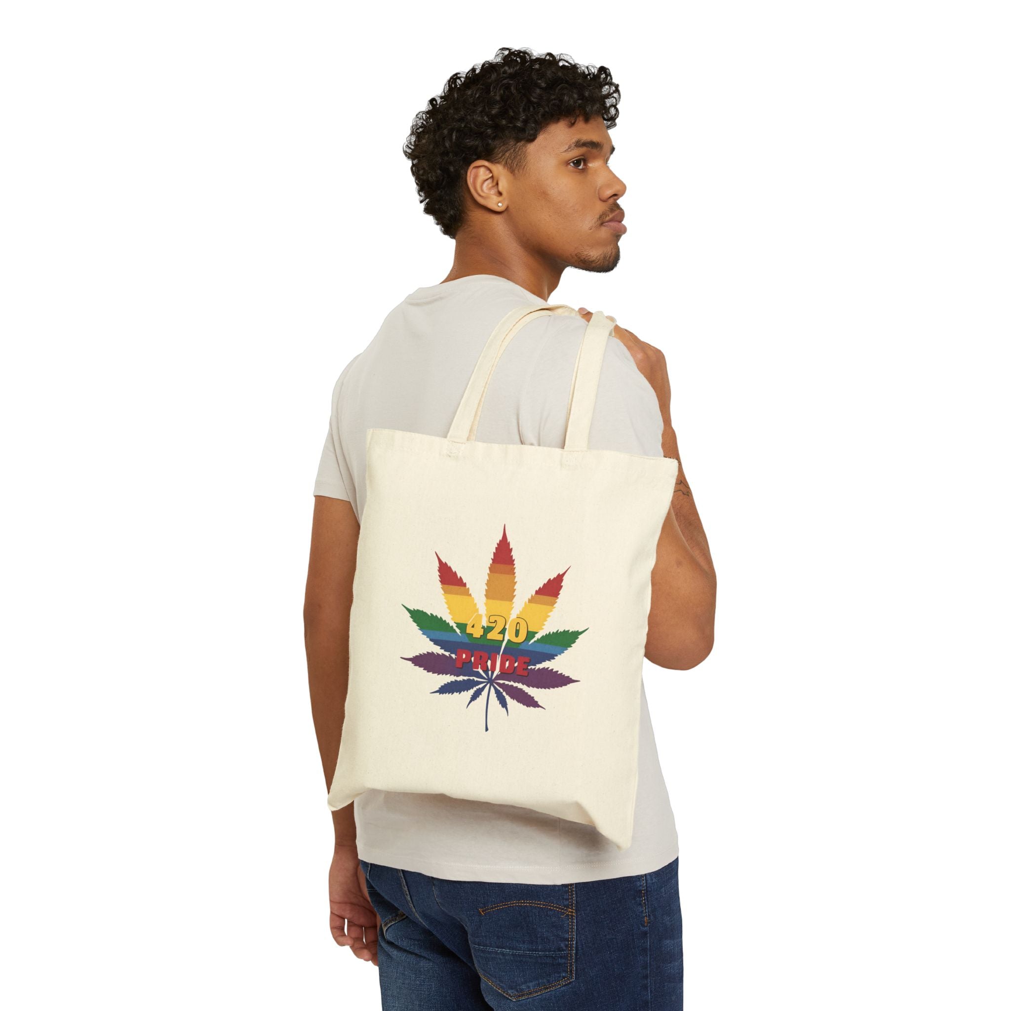 Pride 420 Cannabis Tote Bag, Eco-Friendly Market Bag, LGBTQ+ Accessory, Reusable Shopping Tote, Gift for Flower Enthusiasts