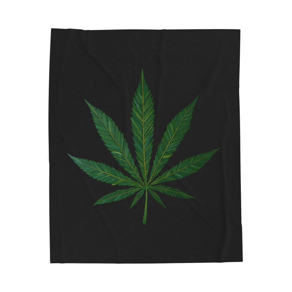 Cozy Velveteen Plush Blanket - Cannabis Leaf Design, Great for Home Decor, Gift for Her, Warm Throw, Chill Vibes